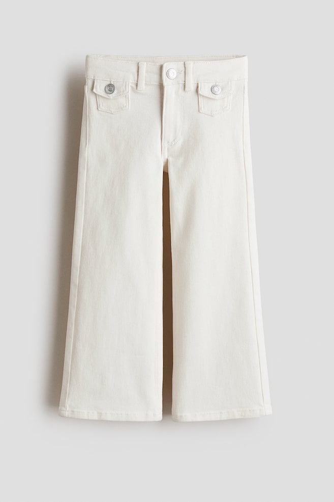 Regular Fit Wide Leg Jeans - Cream - 1