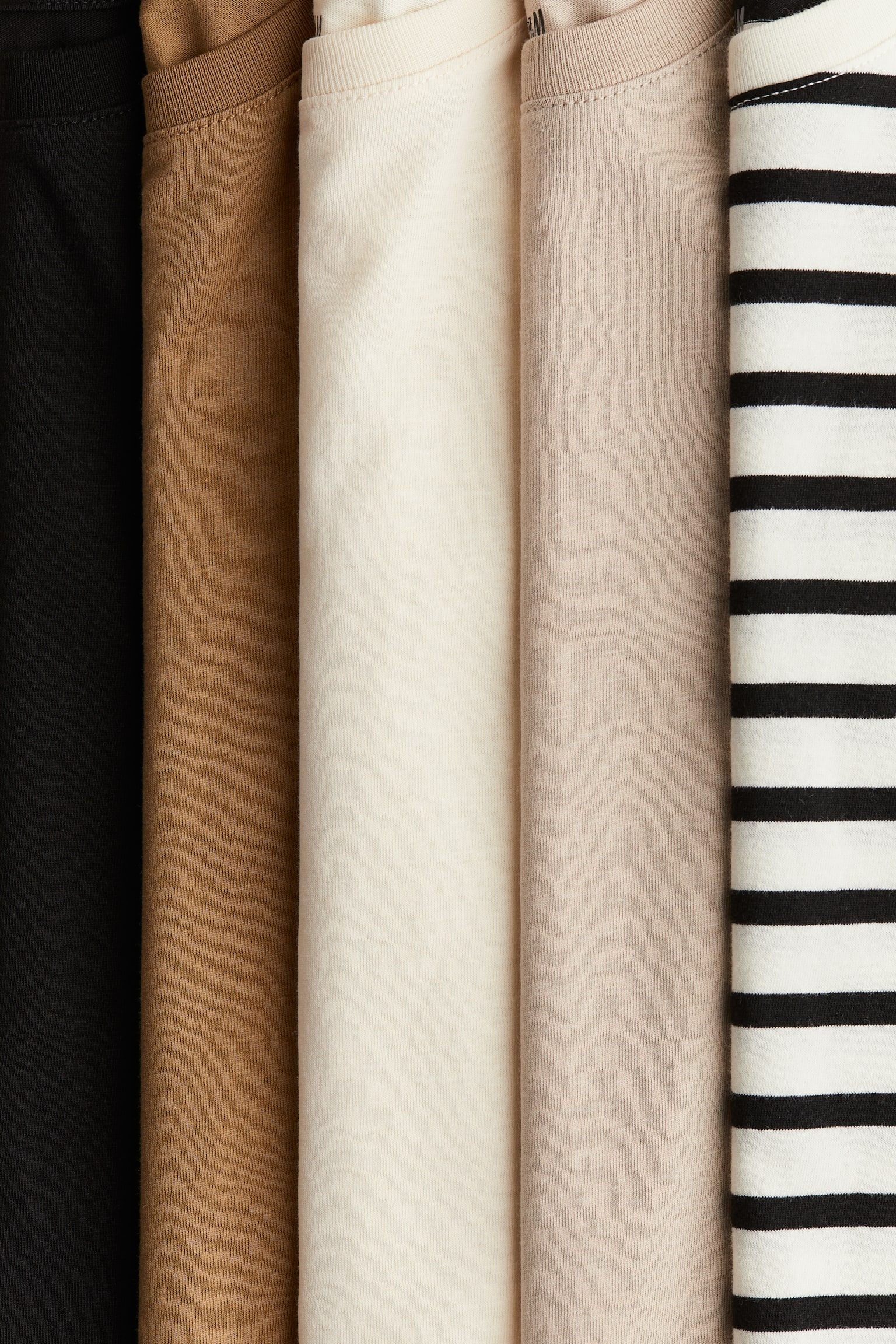 5-pack long-sleeved T-shirts - Beige/Striped/Light grey marl/Black/Dark blue/Dusty blue/Red/Blue/Green - 2