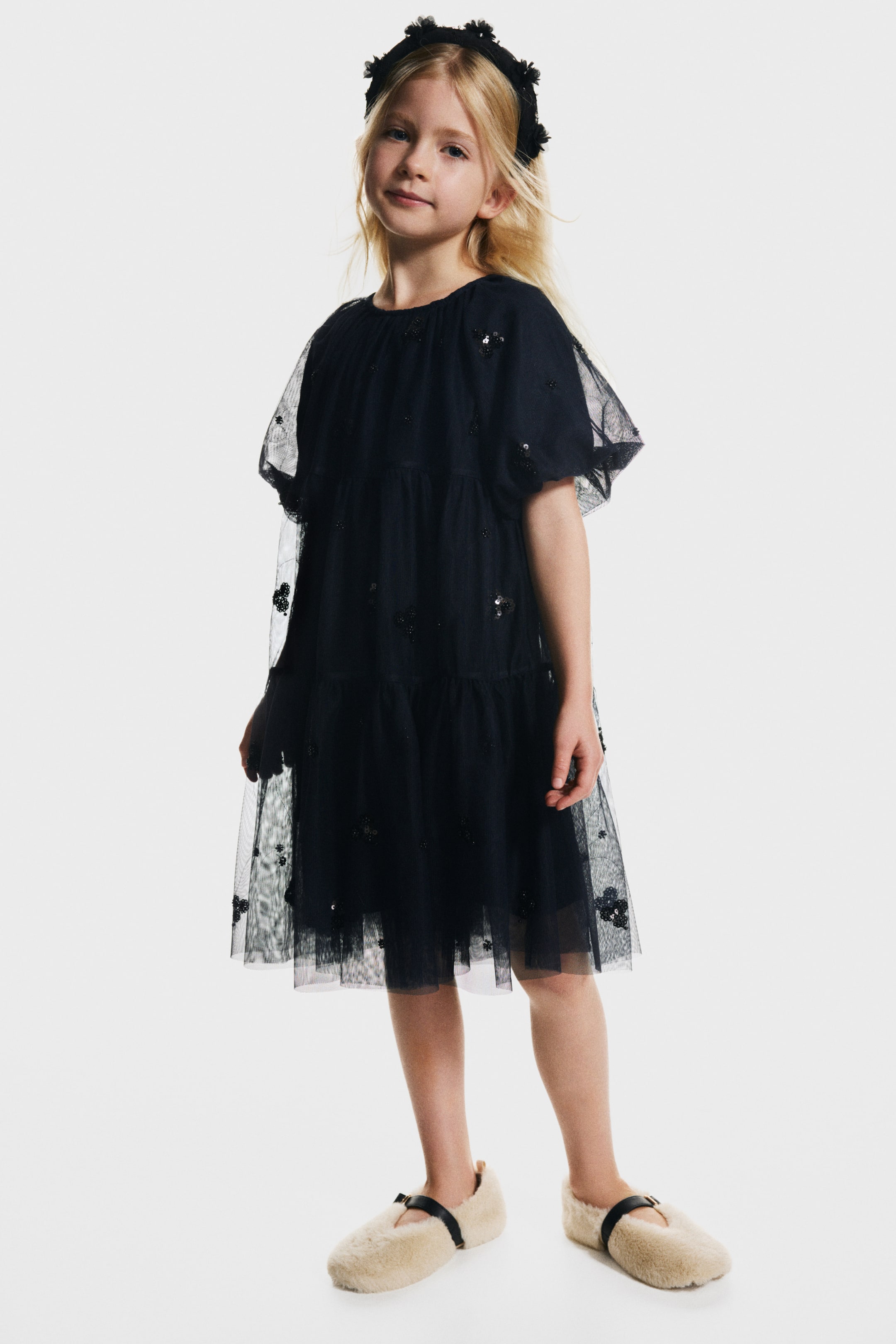 Ampliar la imagen: Vestido de tul con lentejuelas - Azul marino - Kids | H&M MX 1