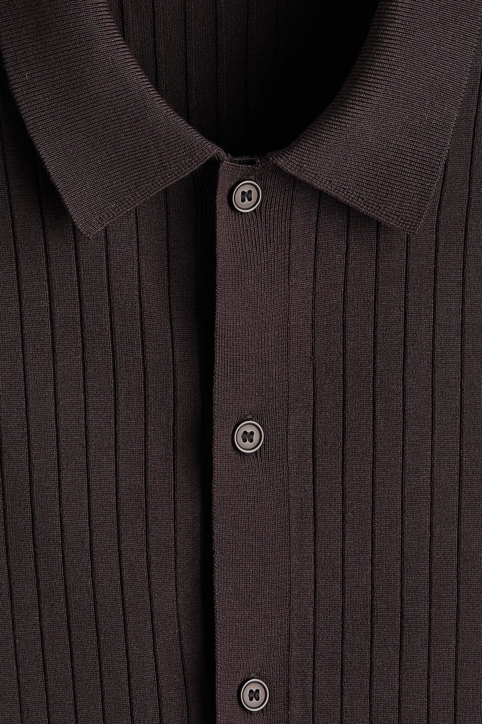 Regular Fit Rib-knit shirt - Dark brown/Cream/Dark blue - 2