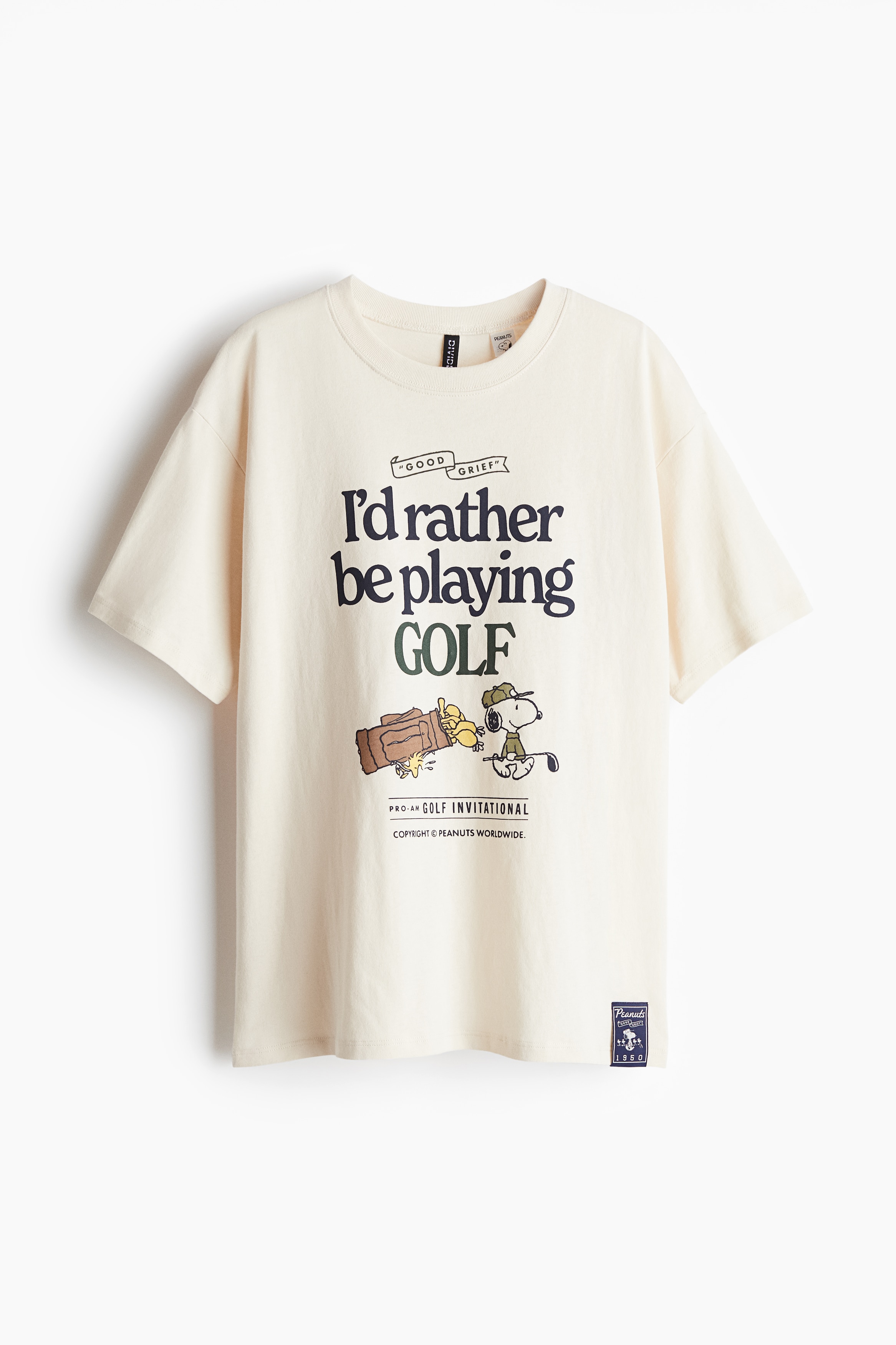 PEANUTS Mint Chocolate Lover Tシャツ M Women's Cream/Snoopy Oversized Printed T-Shirt | H&M CA