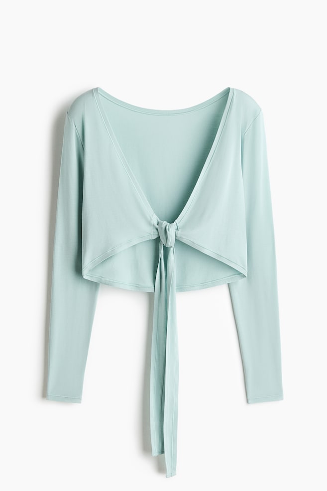 Cropped long-sleeved yoga top - Amazonite blue/Warm brown/Black/Mid blush pink/Dusty mauve/Plum - 1