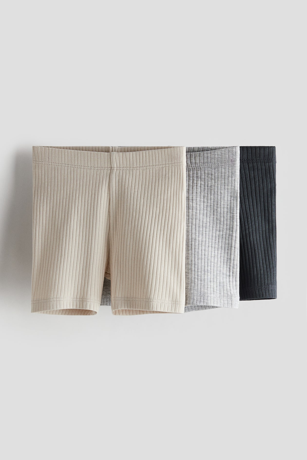 3-pack ribbad cykelbyxa - Ljusbeige/Mörkgrå - BARN | H&M SE