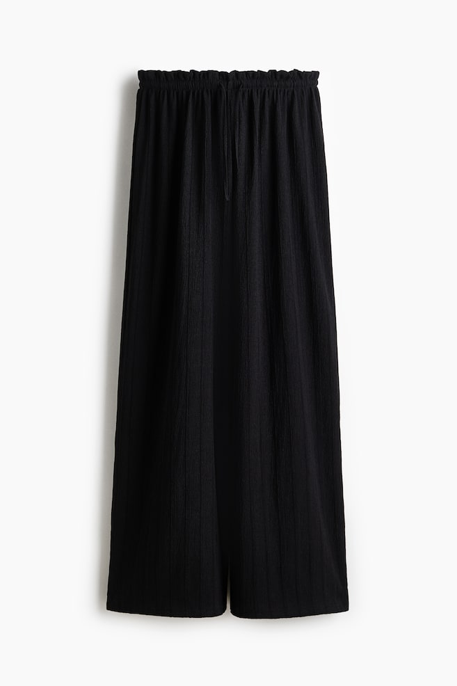 Crinkled paper bag trousers - Black/Cream/Striped - 1