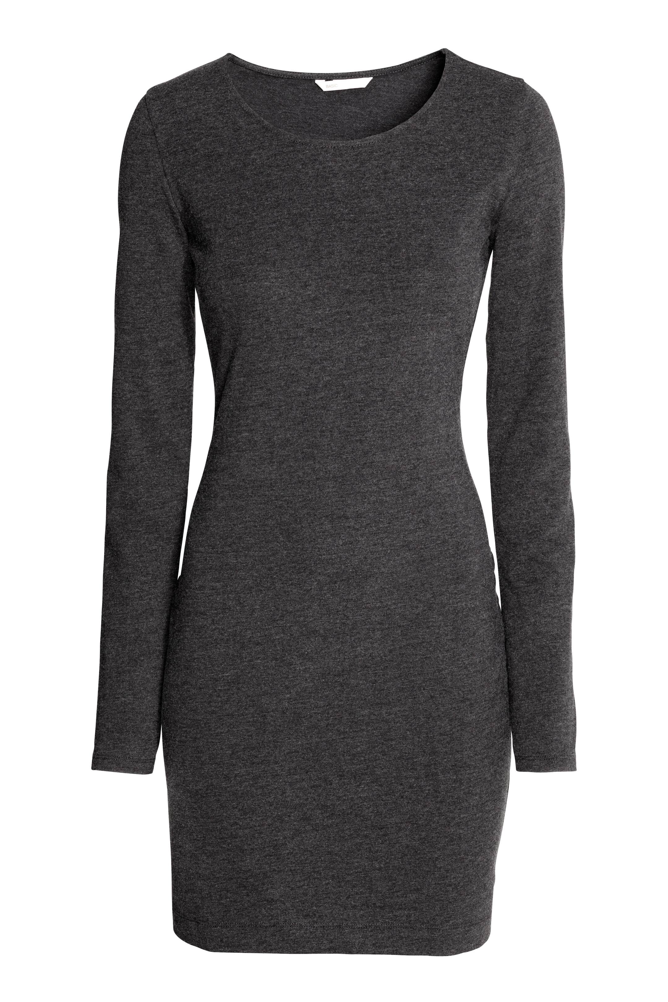 Ver imagem maior: Vestido curto em jersey - Cinzento escuro mesclado - SENHORA | H&M PT 1
