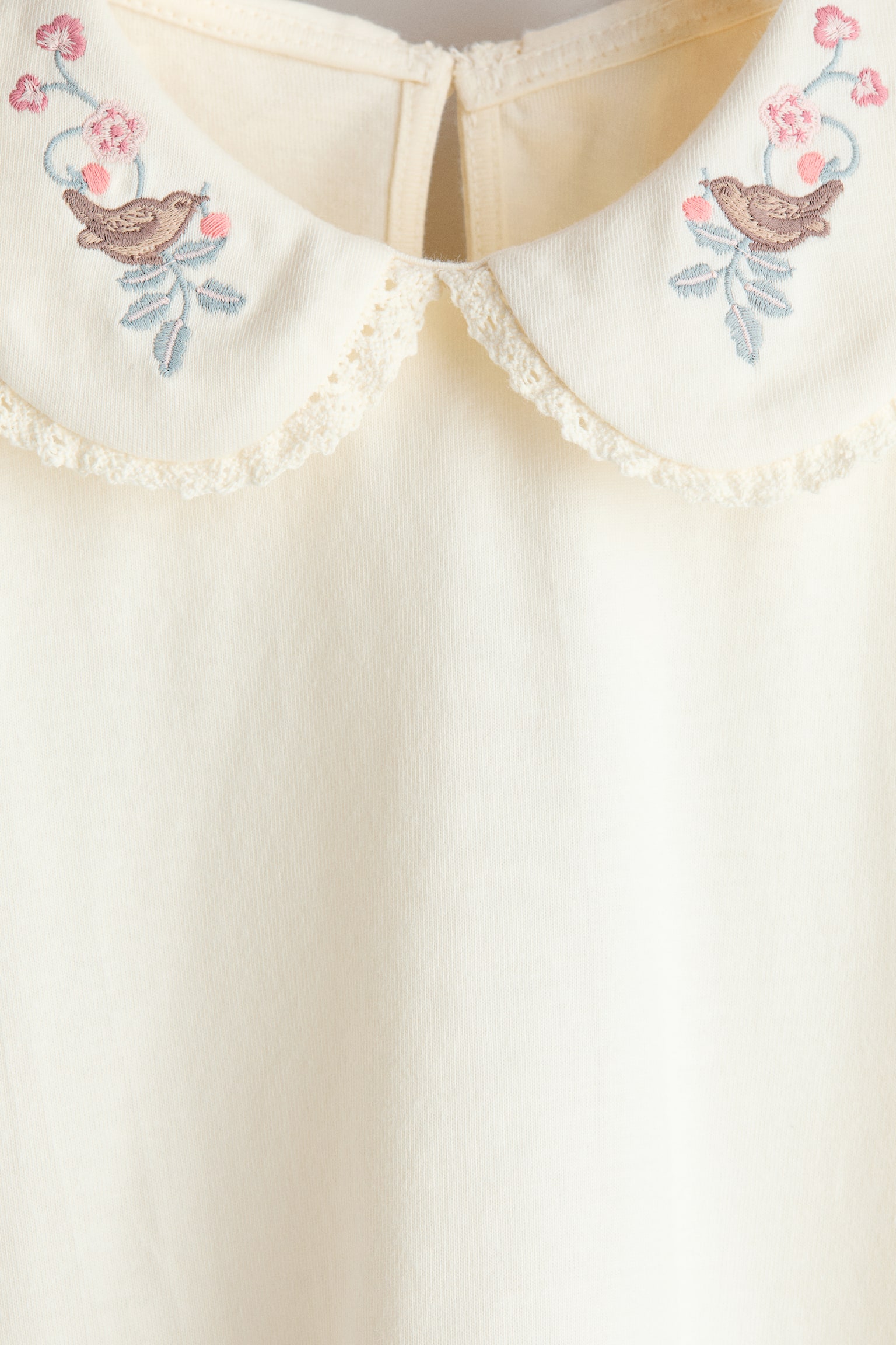 Детская блузка H&M Embroidered-Detail Cotton, цвет: Кремовый — фото 4