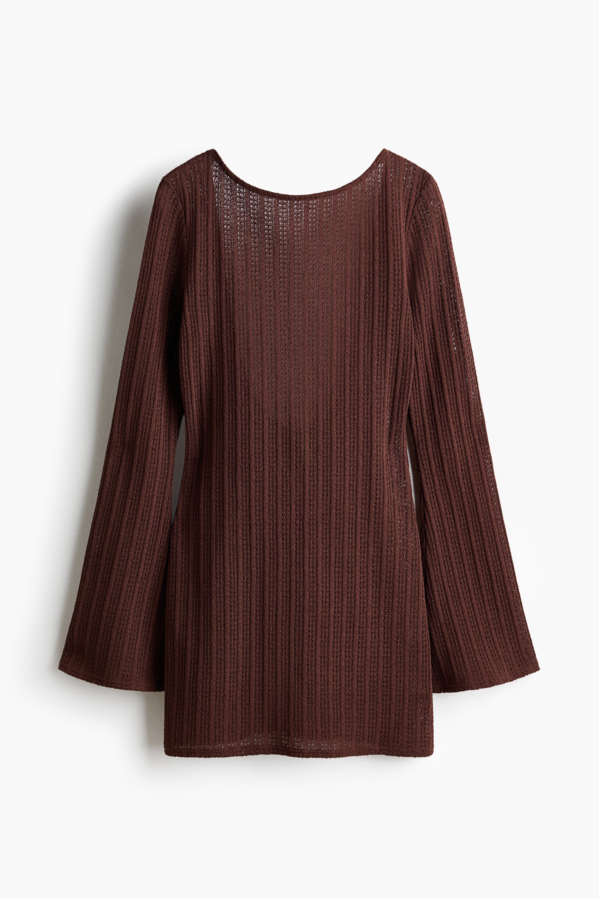 Boat-Neck Beach Dress - Dark brown/White