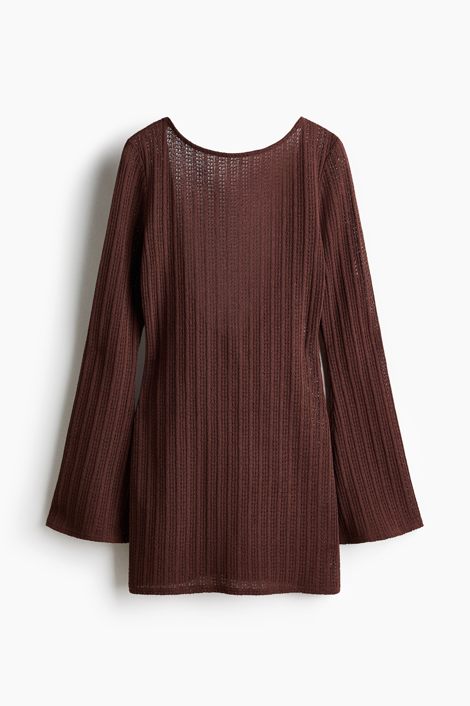 Boat-neck beach dress - Dark brown/White/Dark red - 2