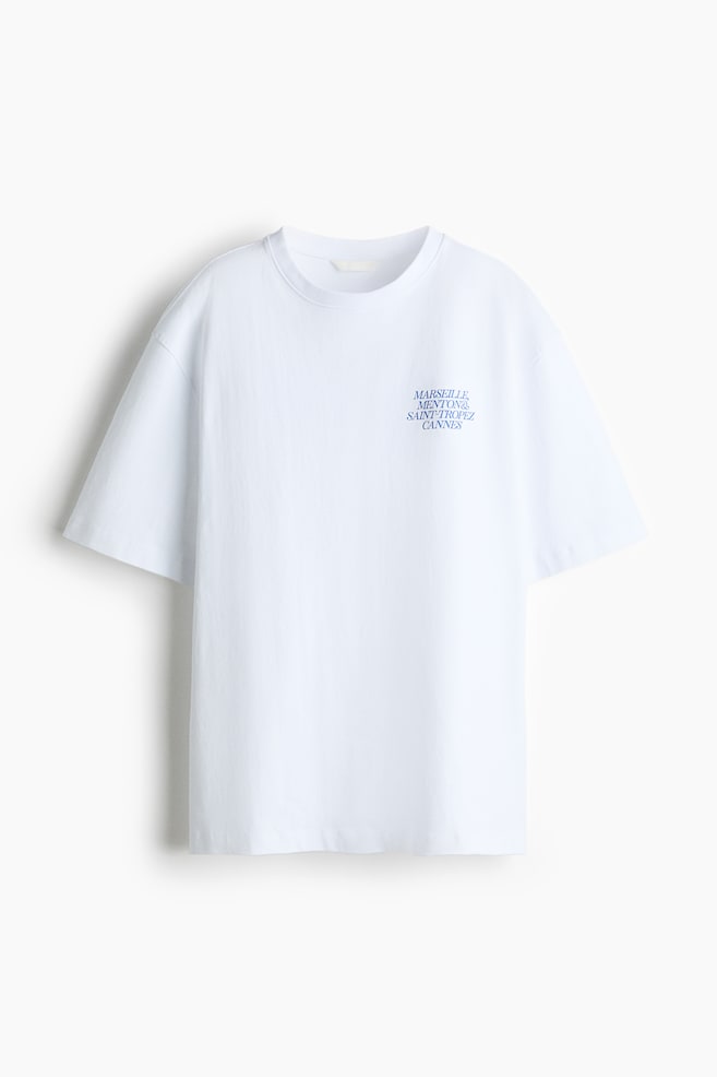 Oversized T-Shirt with Printed Motif - White/Marseille - 1