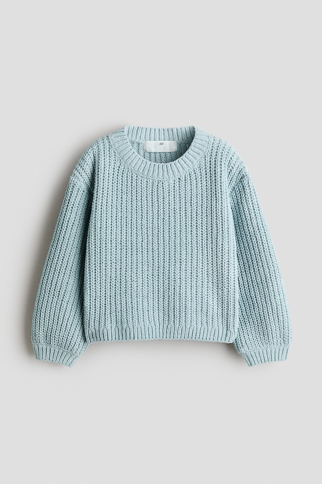 Chenille-knit jumper - Light turquoise/Cream/Pink - 1