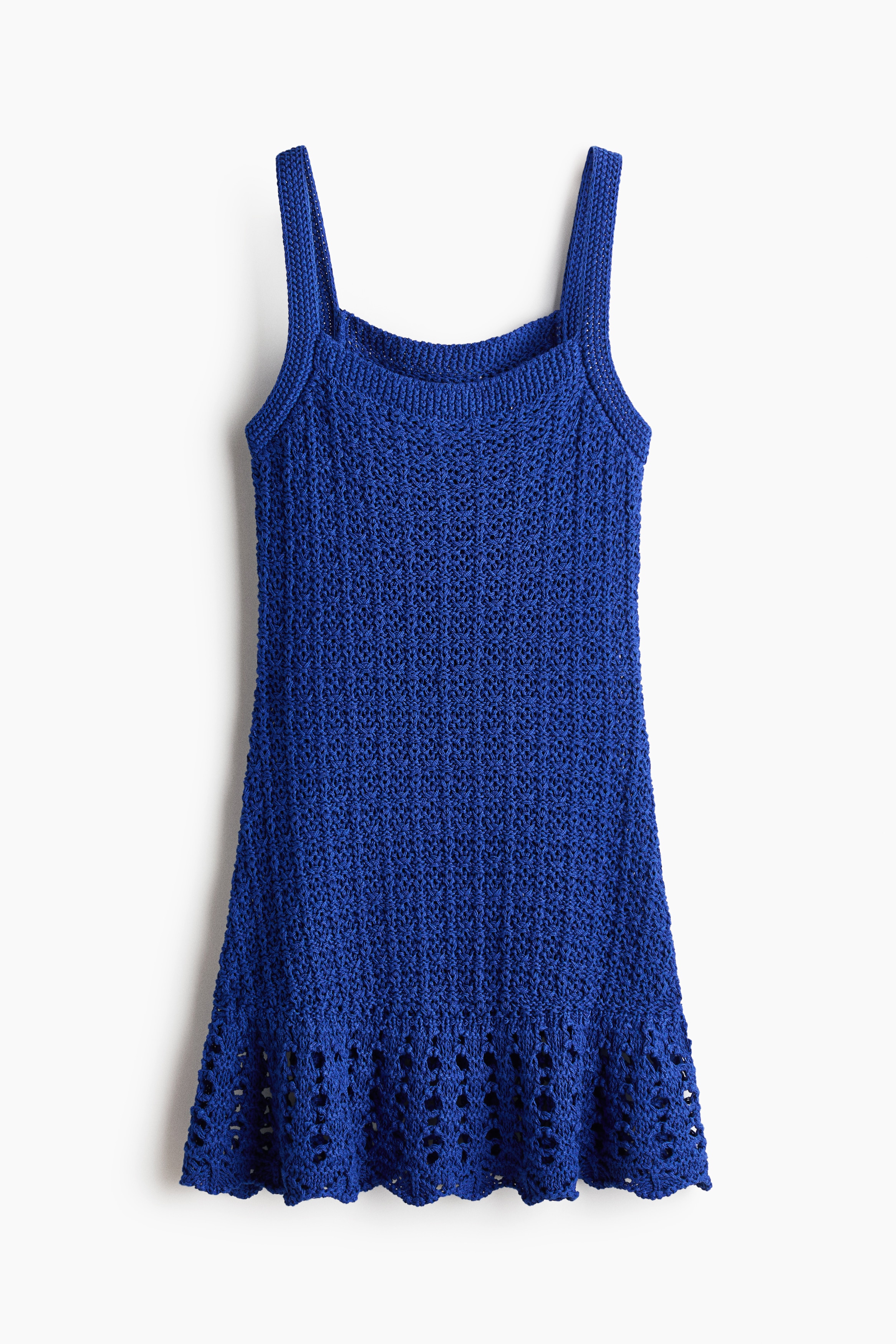 Robe volantée en maille pointelle - Bleu vif