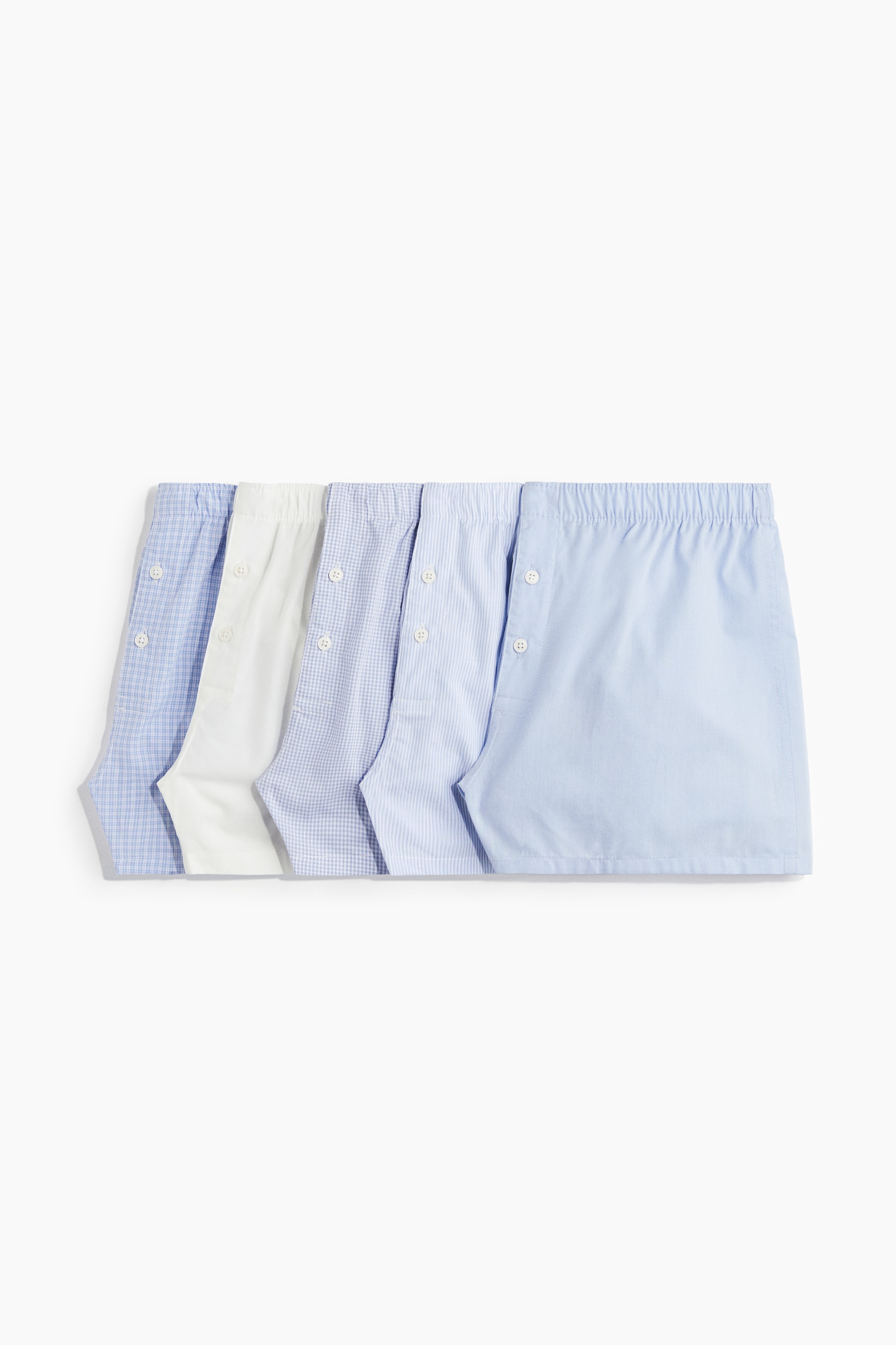 5-pack Woven Cotton Boxer Shorts - Light blue/White/Blue/Green/Beige/White/Light blue/Navy blue/Black/Check/Light blue/Stripe/Dark blue/Check/White/Stripe/Red/Grey/White/Blue/Check/Beige/Check/Light blue/Dark blue/Green/Check/Blue/Check/White/Stripe/Black