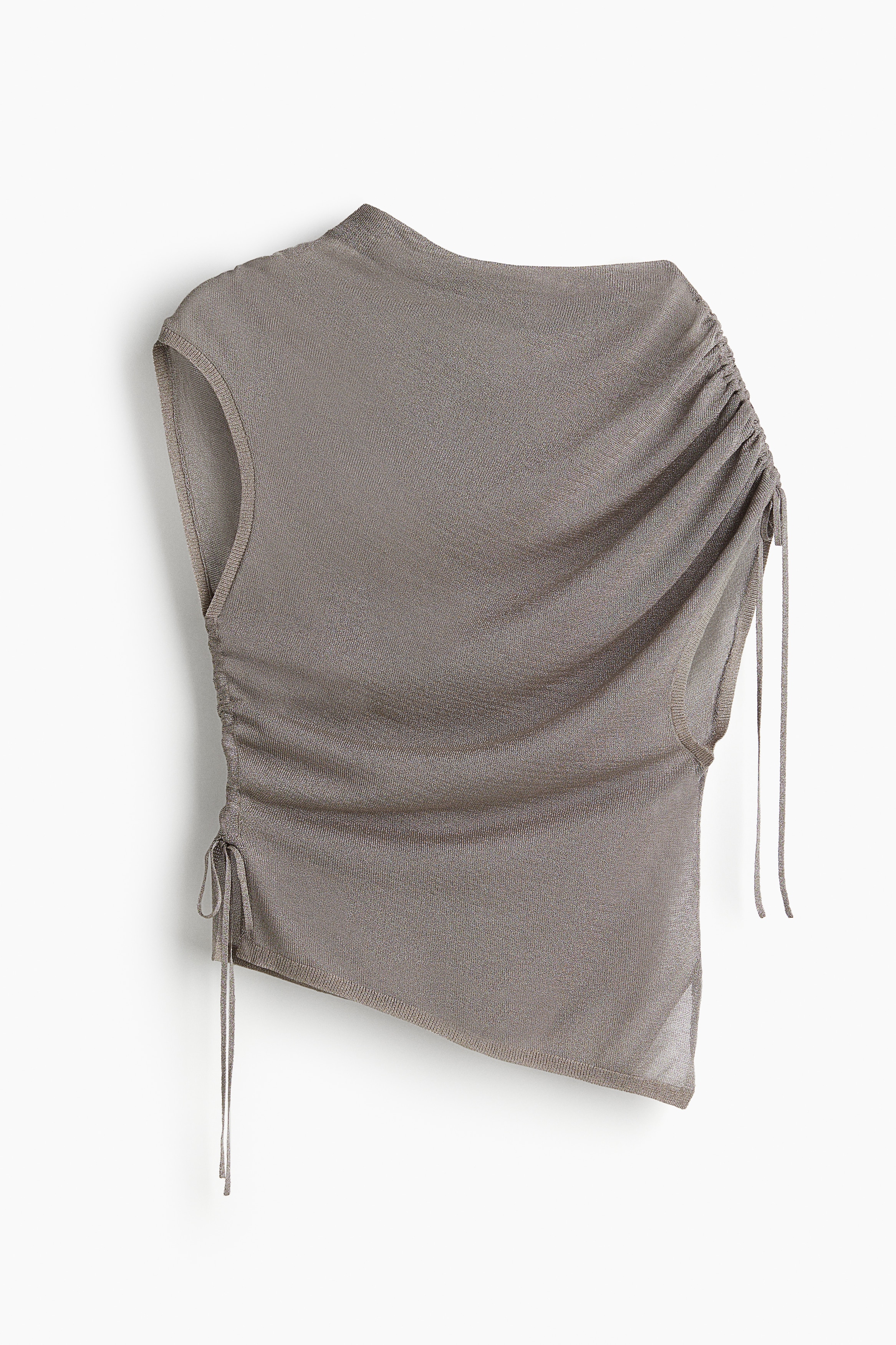 Asymmetrisk stickad topp - Gråbeige