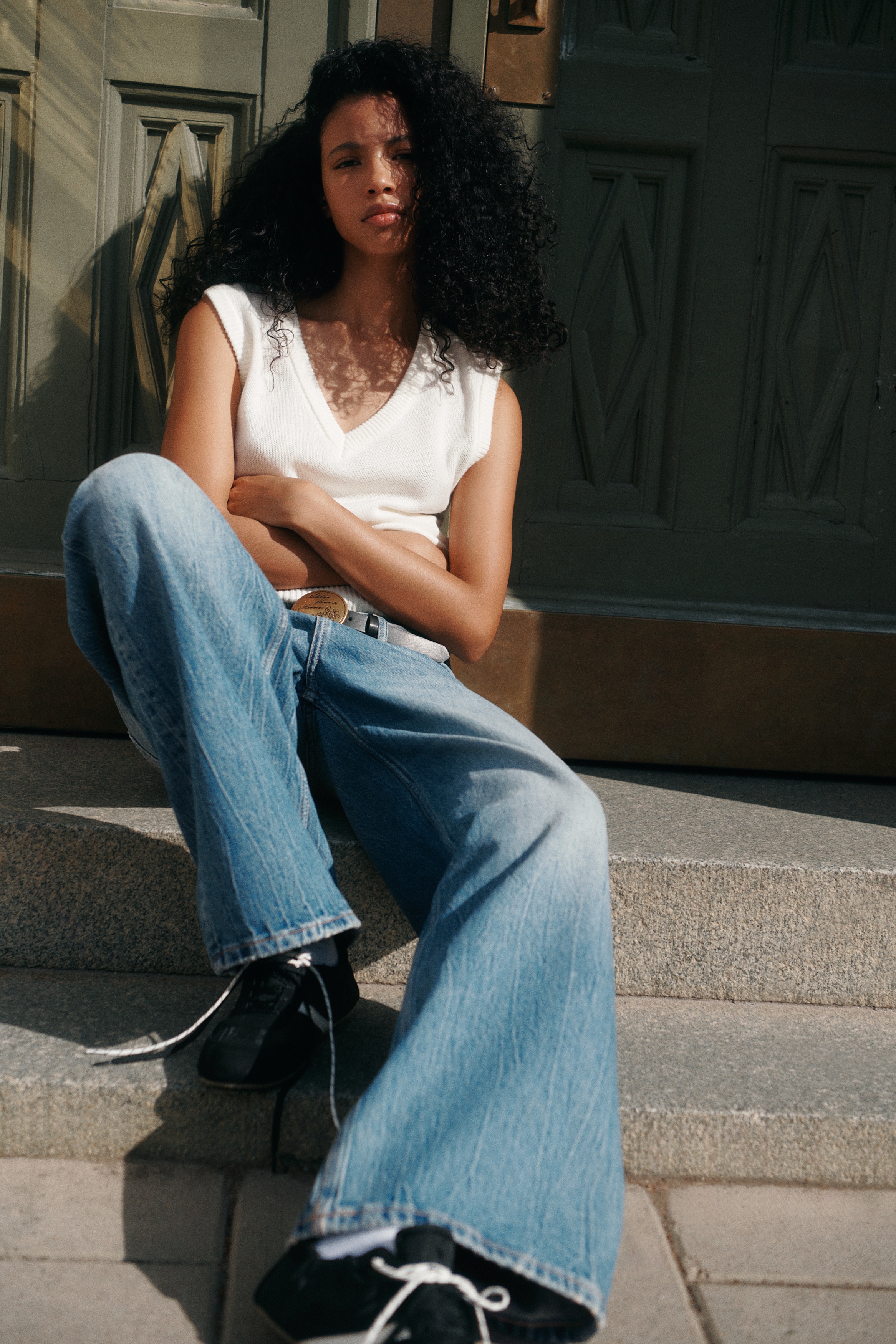 Baggy Low-Waist Jeans - Denim blue/Dark denim gray