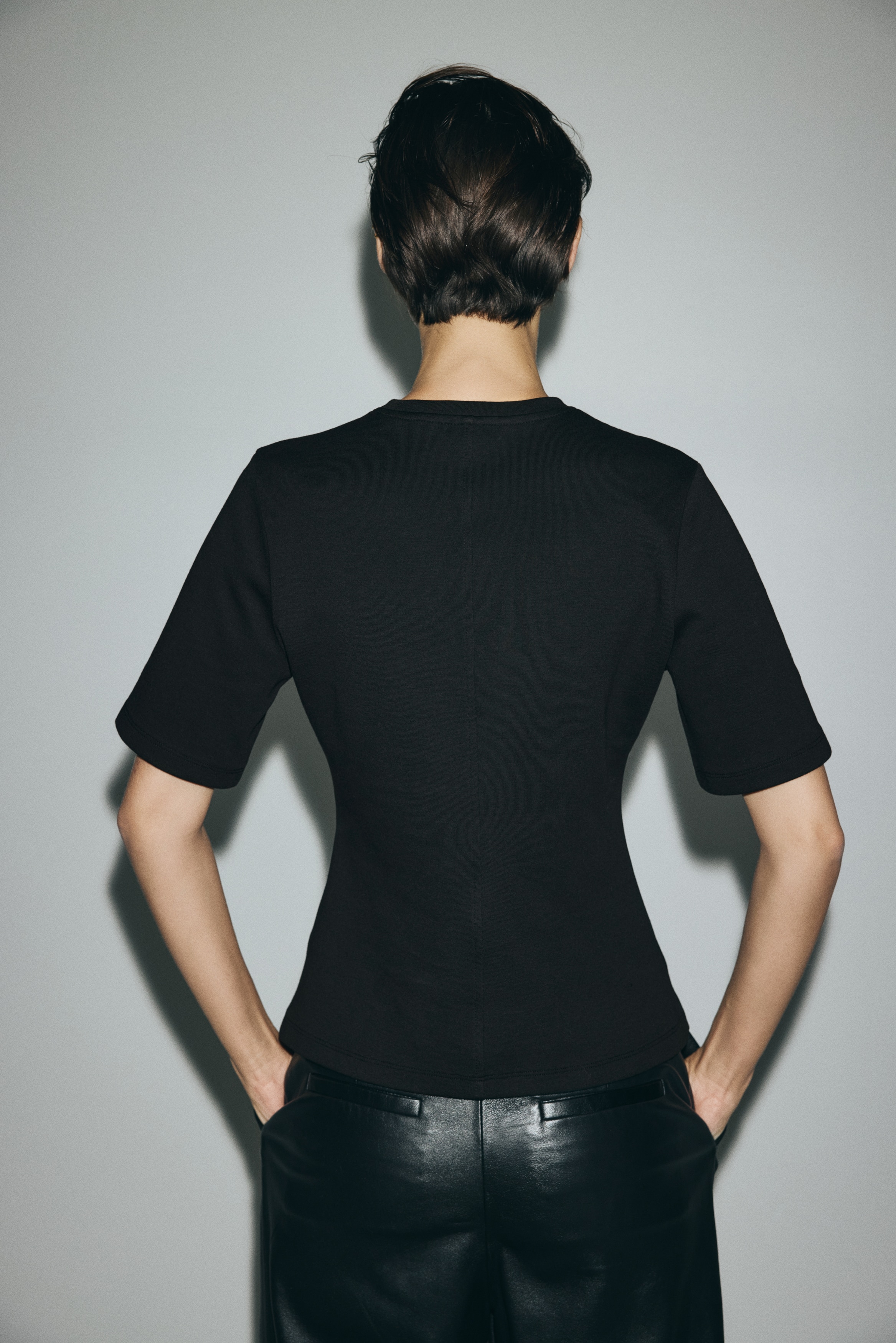 Women's White Tapered-Waist Interlock T-Shirt | H&M CA