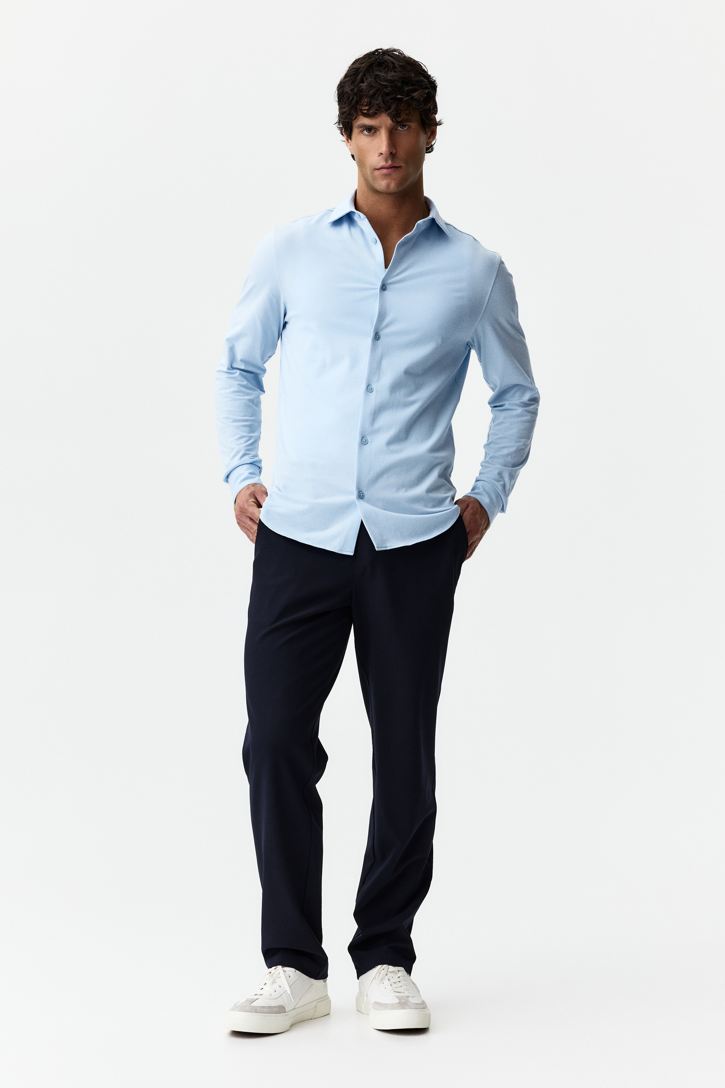 H & M - Four-way Stretch Slim Fit シャツ - ブルー H & M - Four-way Stretch Slim Fit シャツ - ブルー