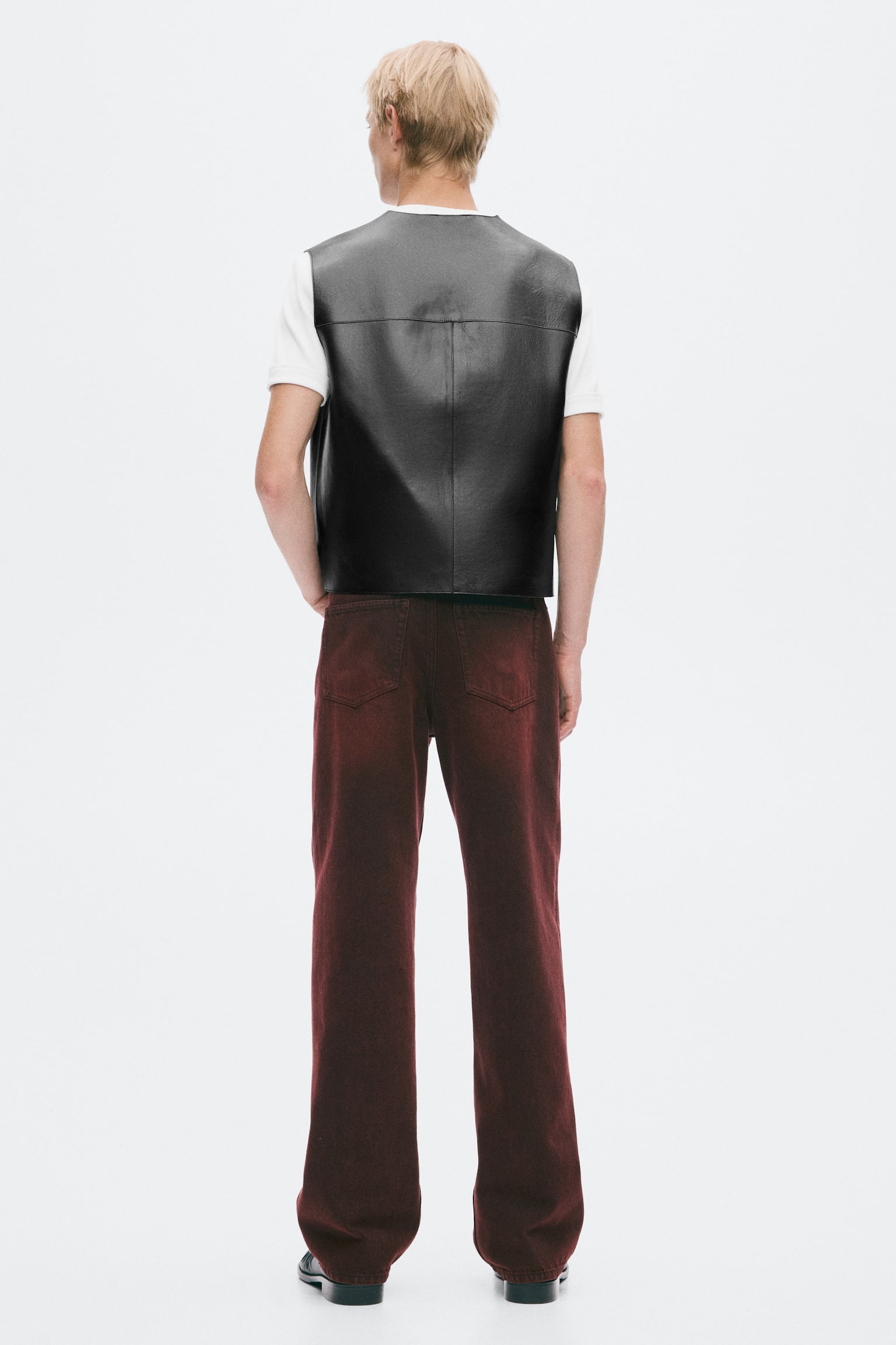 Мужской жилет H&M Leather Vest, цвет: Чёрный — фото 4