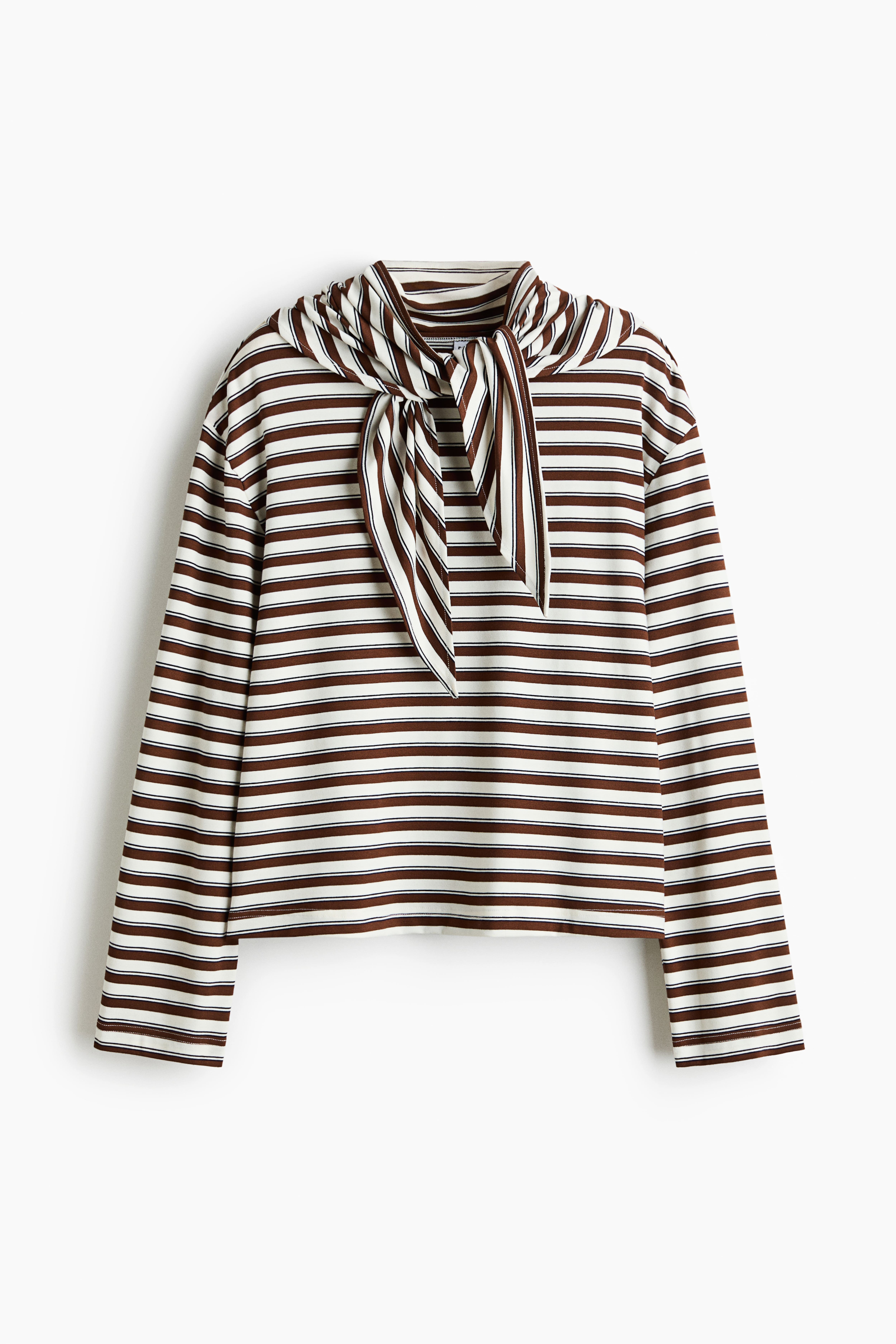 Long-Sleeved Scarf-Collar Top