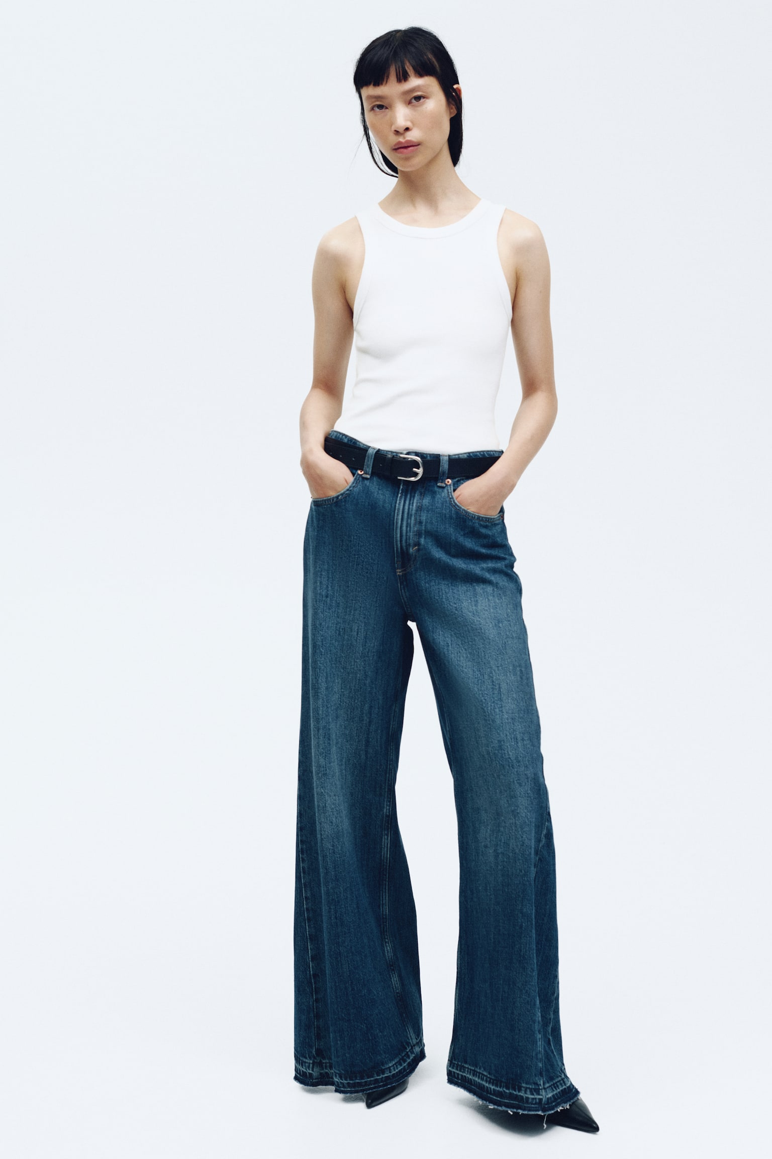 Женские джинсы H&M Wide High, цвет: Джинсовый синий — фото 3