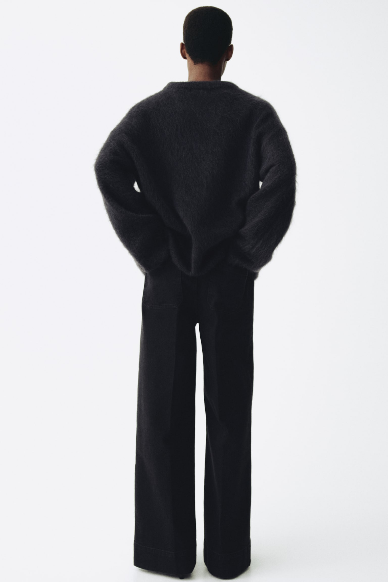 MAMA Wide Jeans - שחור - 4