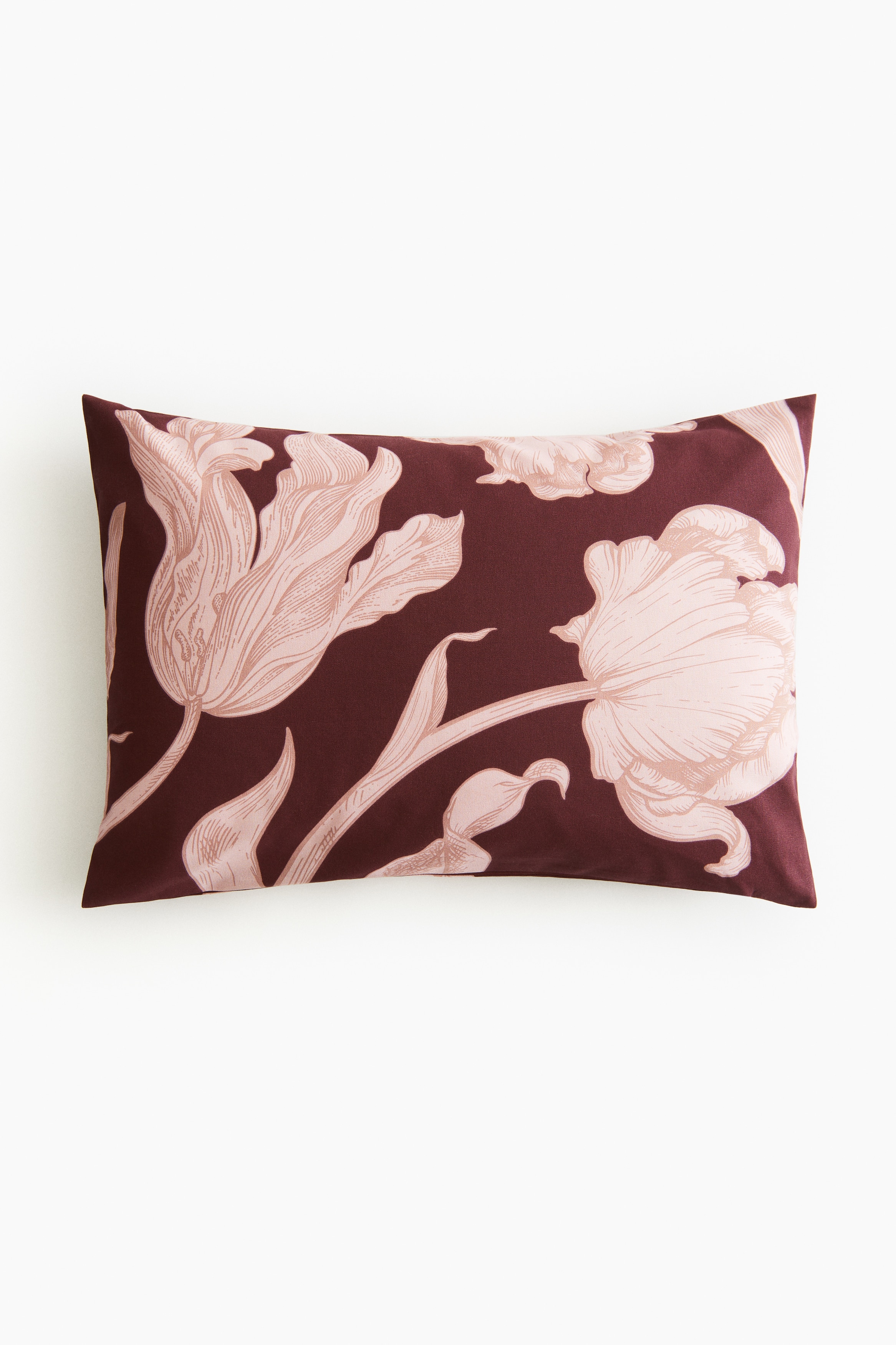 H&M Home  - Cotton canvas cushion cover - Burgundy/Floral - size: 40x60