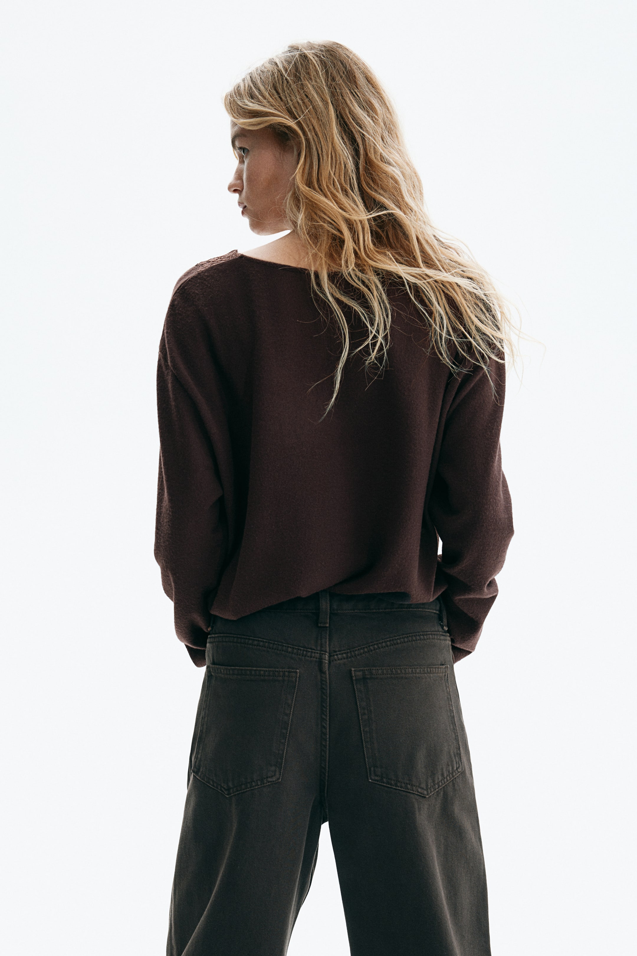 Lace-Trimmed Knit Top