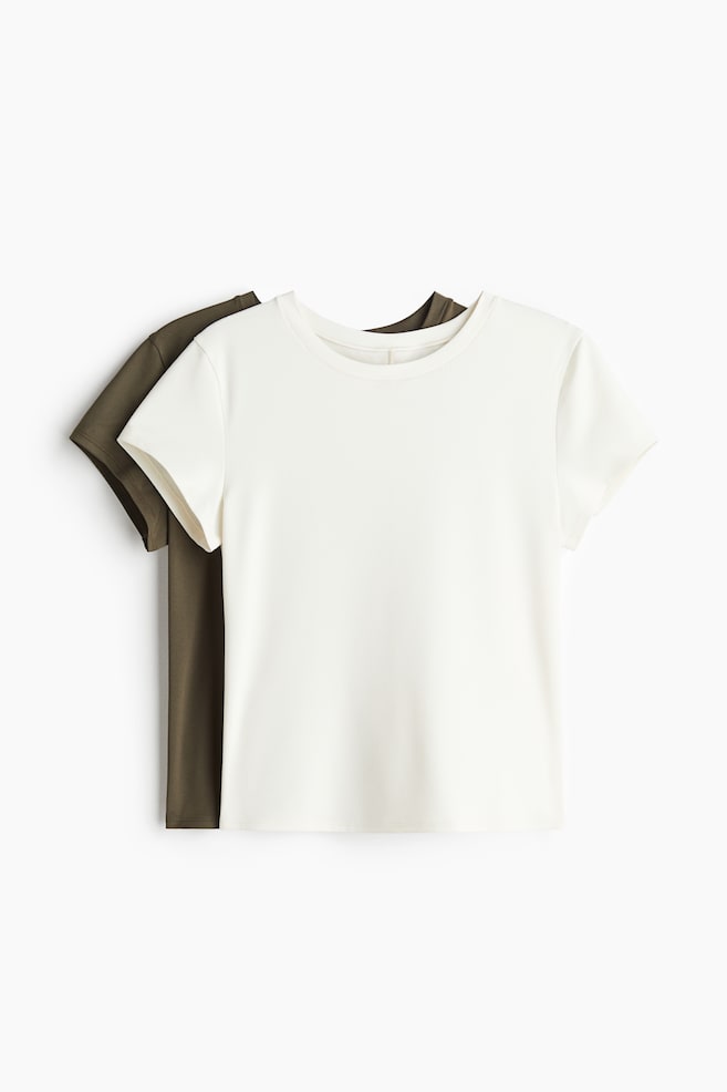 2-pack sports tops with DryMove™ - Ivory white/Khaki green - 1