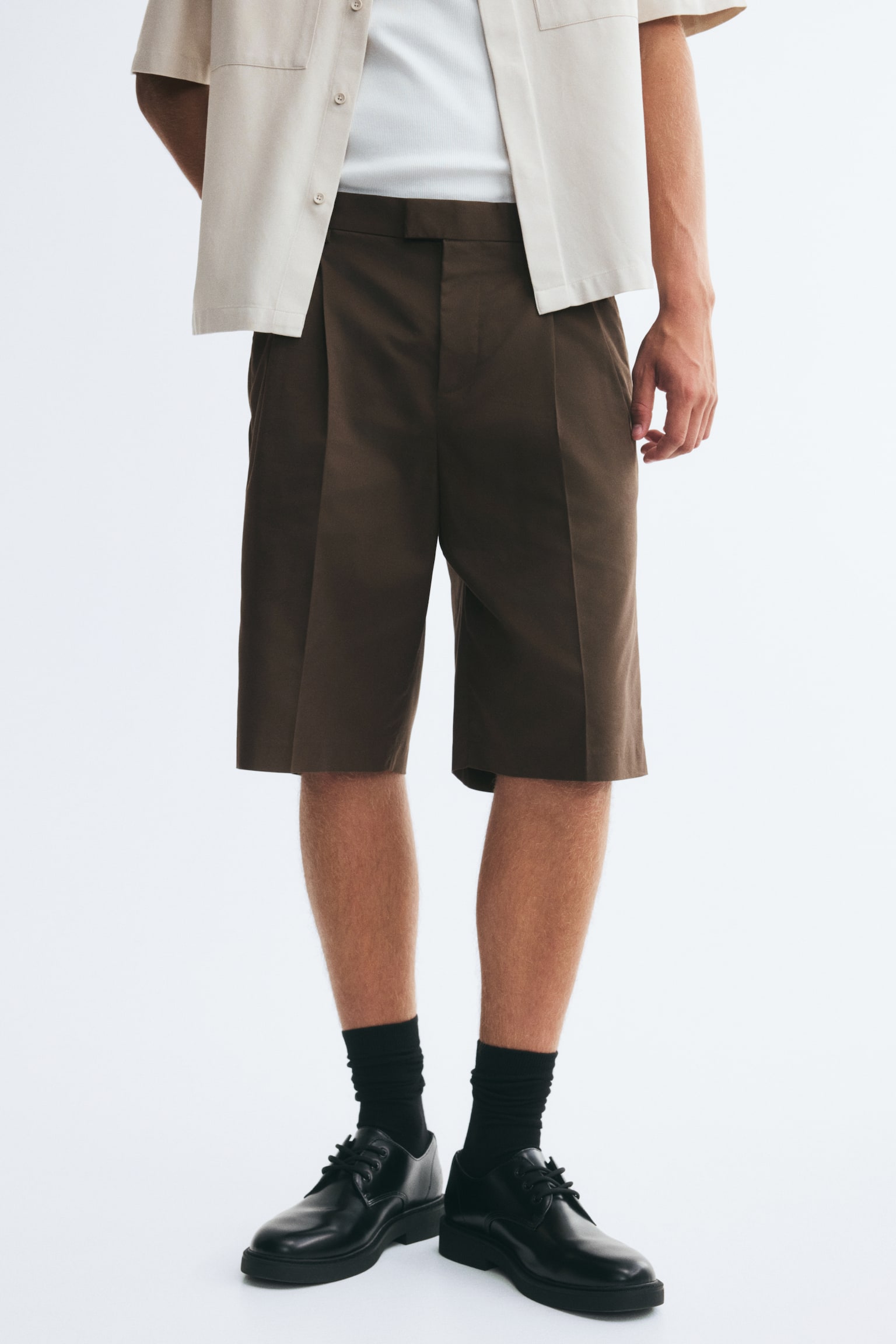 Мужские шорты H&M Loose-Fit Tailored, цвет: Тёмный коричневый — фото 3