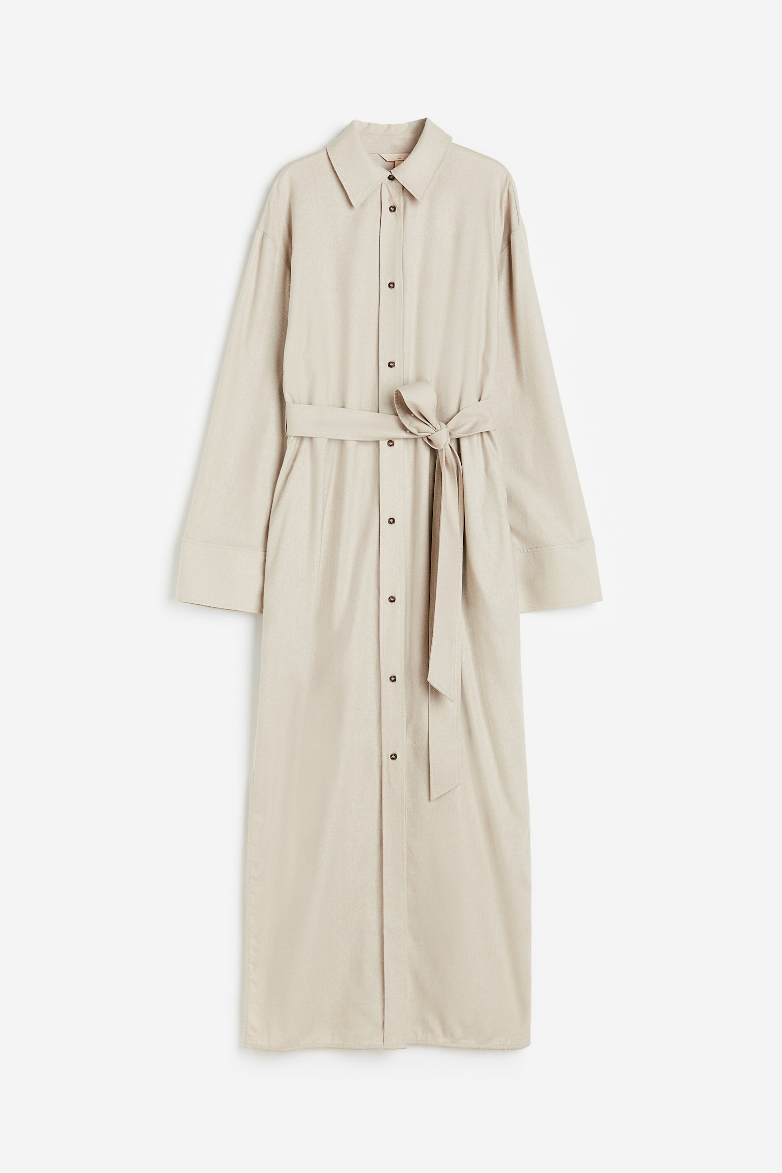 Silk Shirt Dress - Light beige/White - 1