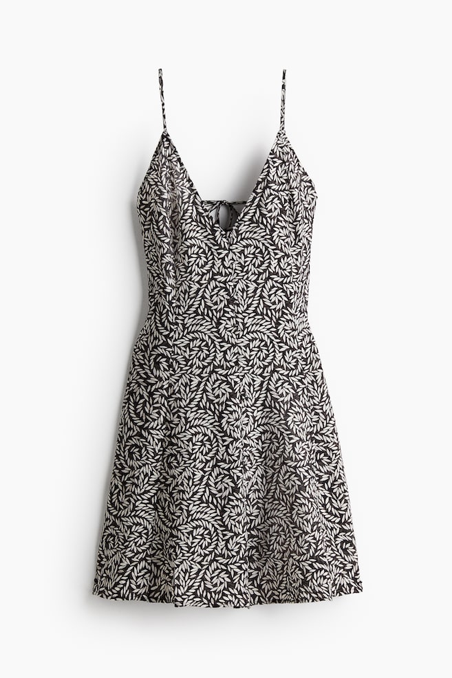 A-line strappy dress - Black/Patterned - 1