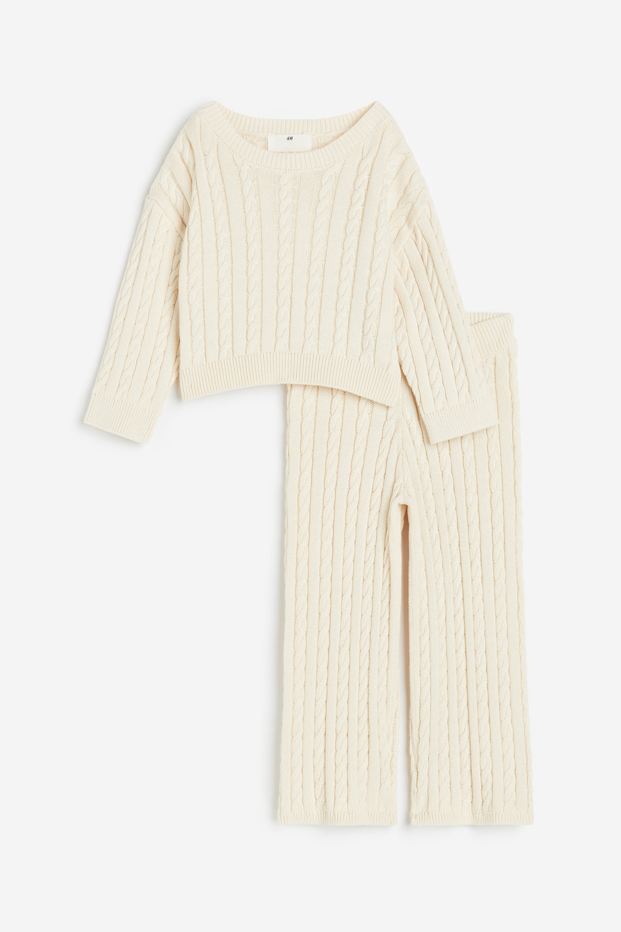 2-piece cable-knit set Light beige Kids H&M GB
