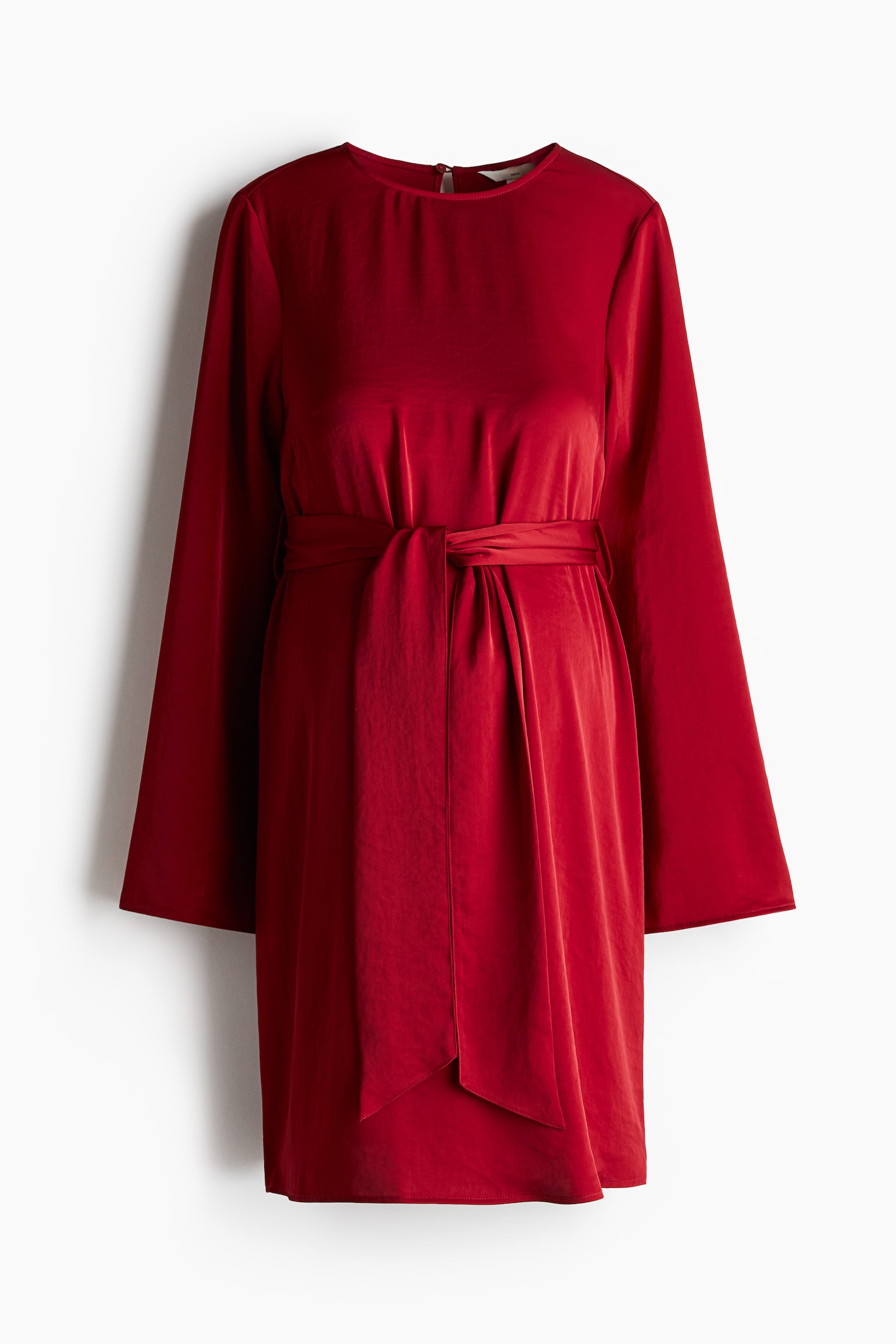 MAMA Tie-belt satin dress - Dark red - 2