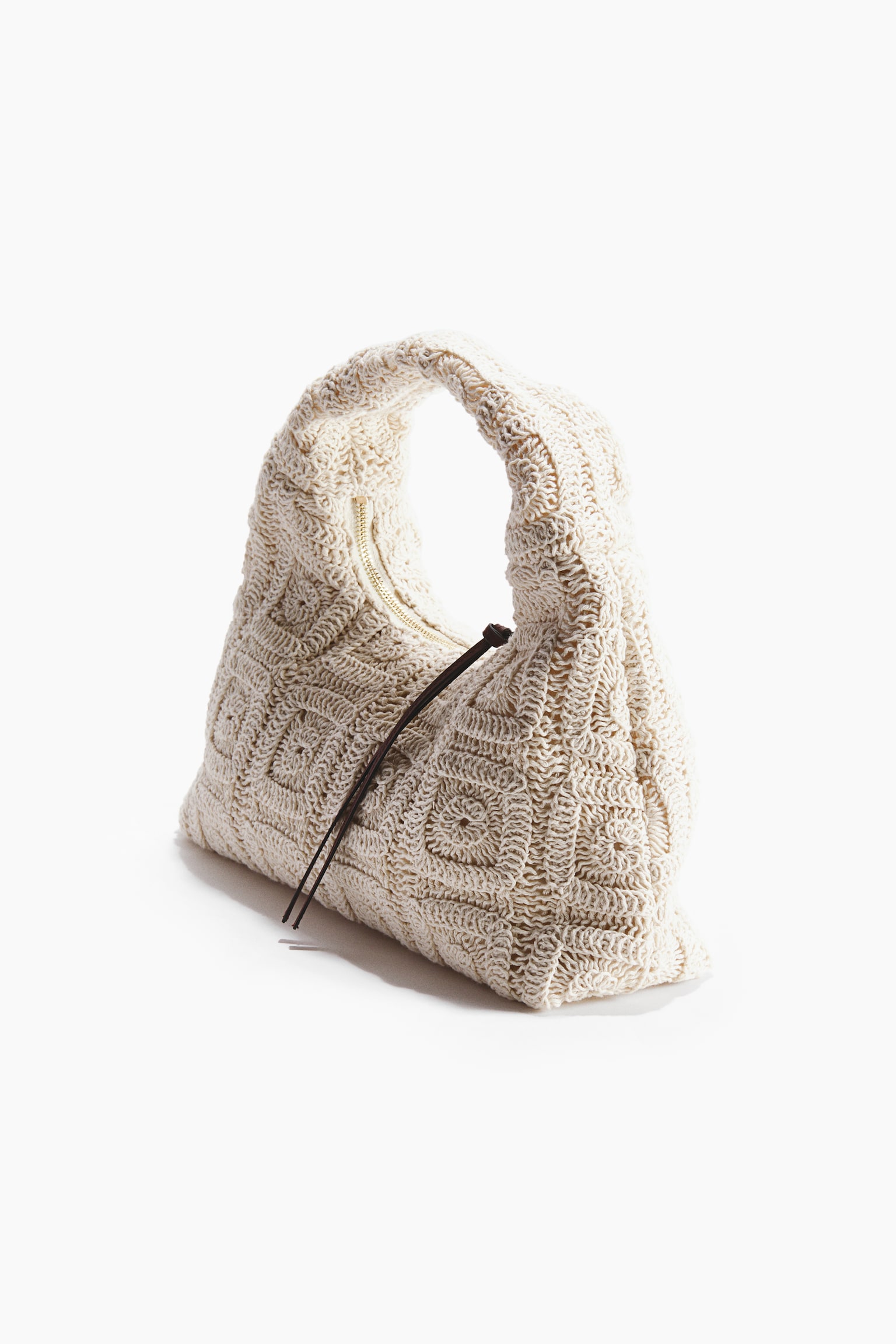 Crochet-look handbag - Light beige - 4