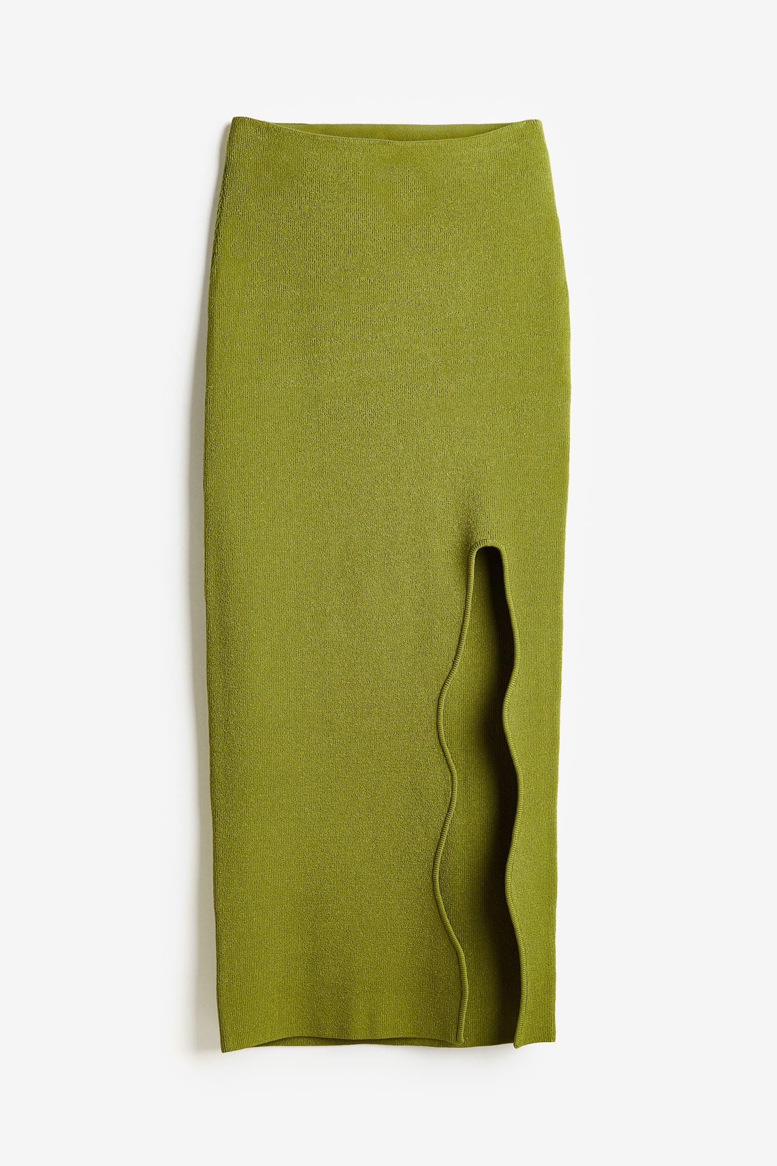 Slit Front Knit Skirt - Olive green - 2