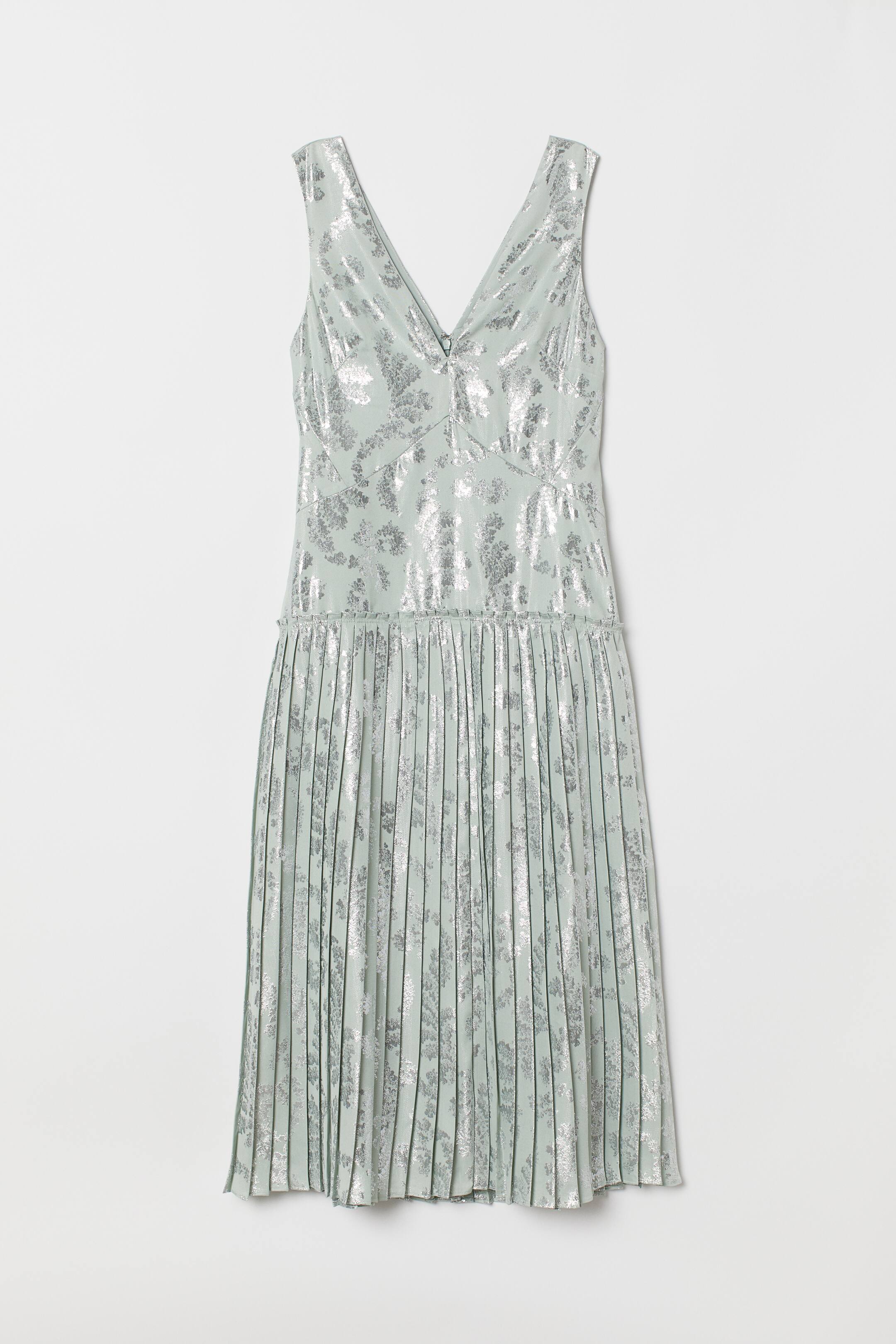 查看大圖: 提花圖案洋裝 - 淺土耳其藍/銀色 - Ladies | H&M 1