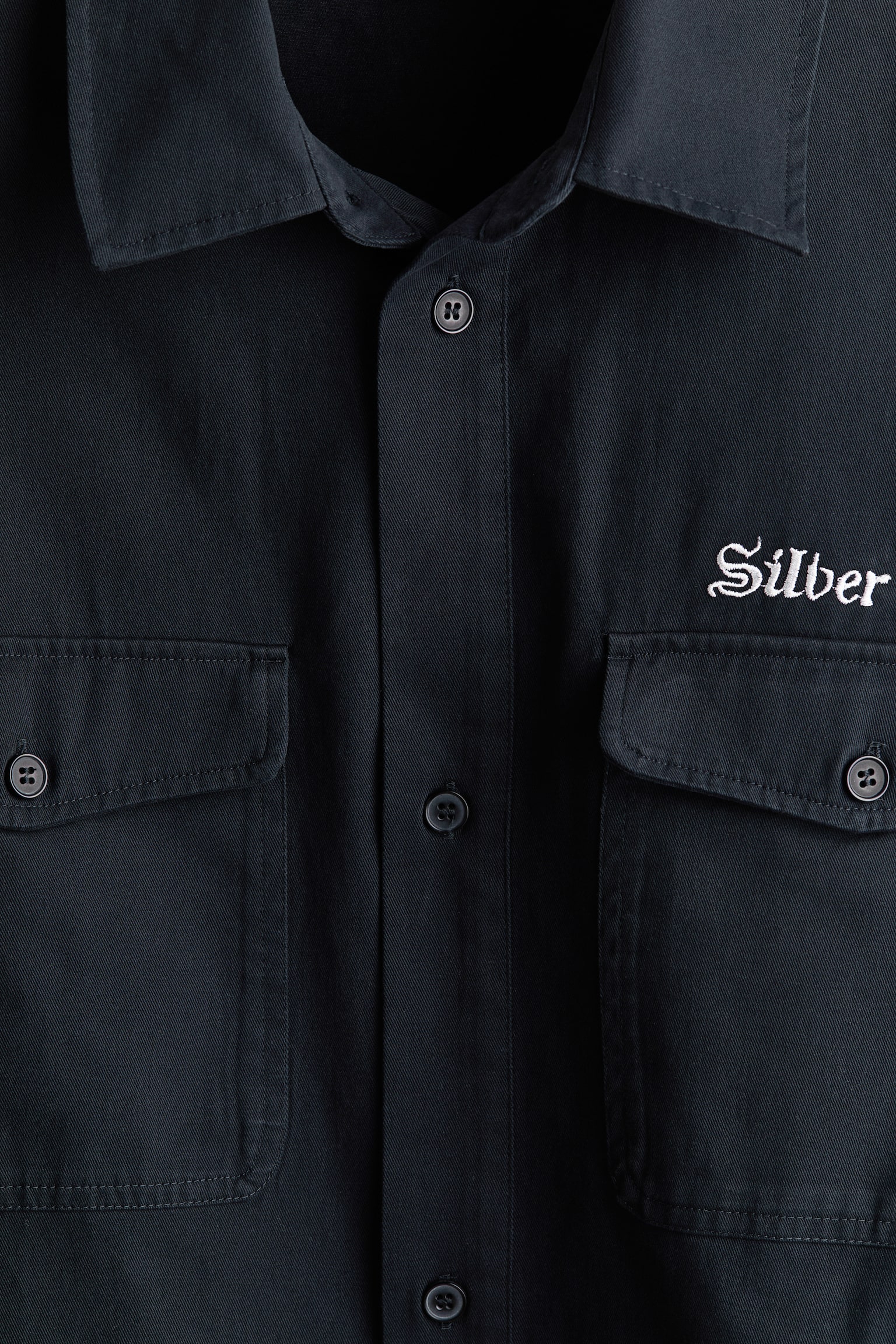 Мужская рубашка H&M Twill Overshirt, цвет: Чёрный — фото 7