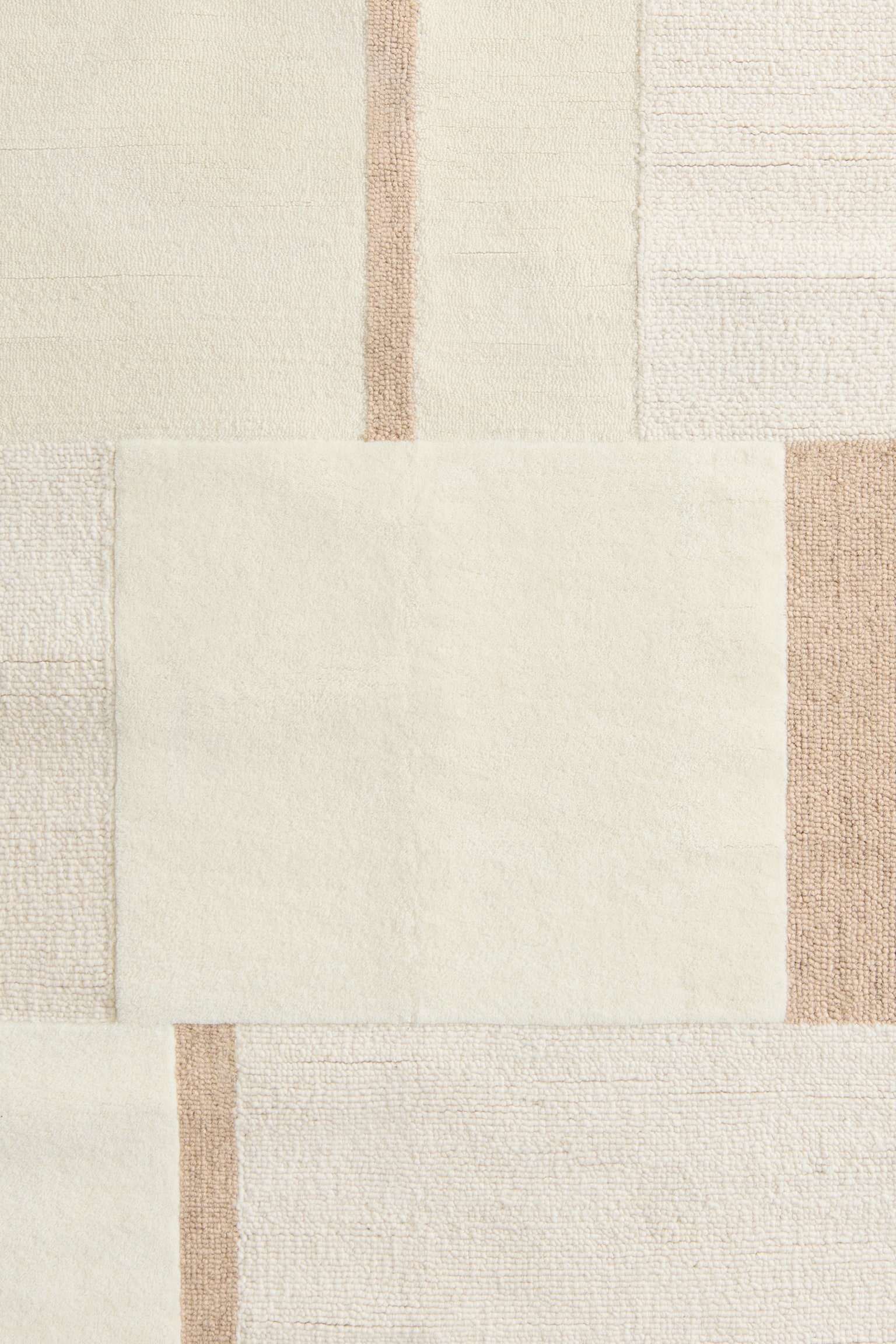 Strukturmønstret gulvteppe i ull - Beige - 2