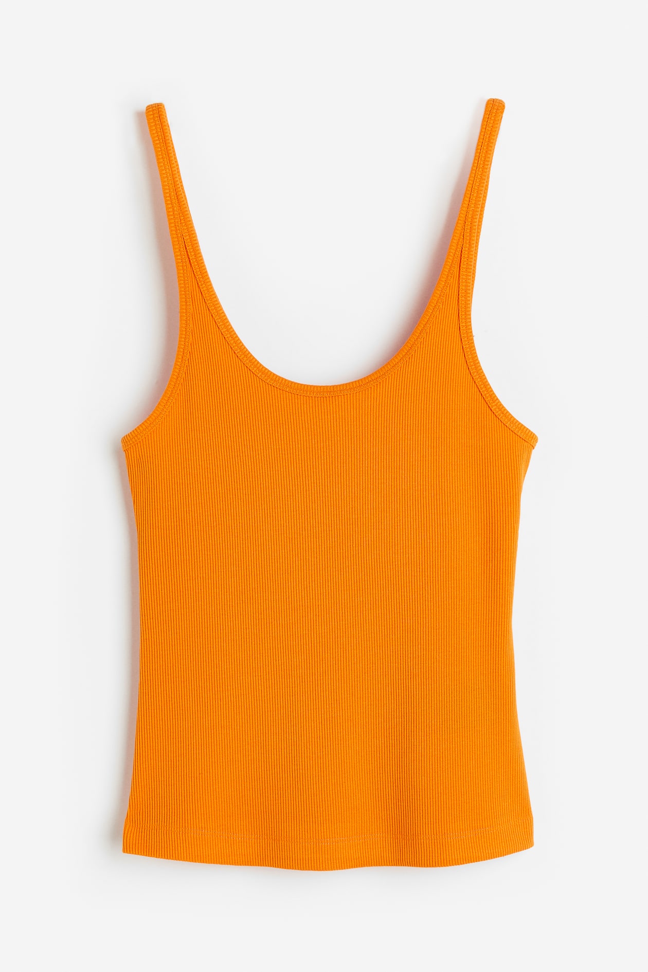 Ribbed vest top - Deep neckline - Sleeveless - Orange - Ladies | H&M GB