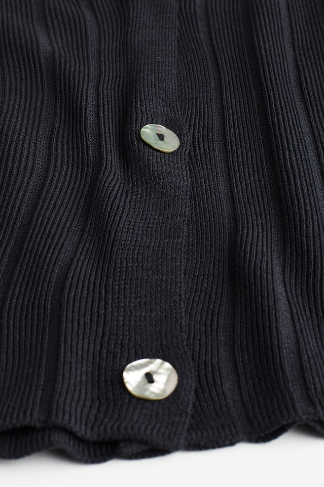 Rib-knit cardigan - Black/Black/Light beige - 4