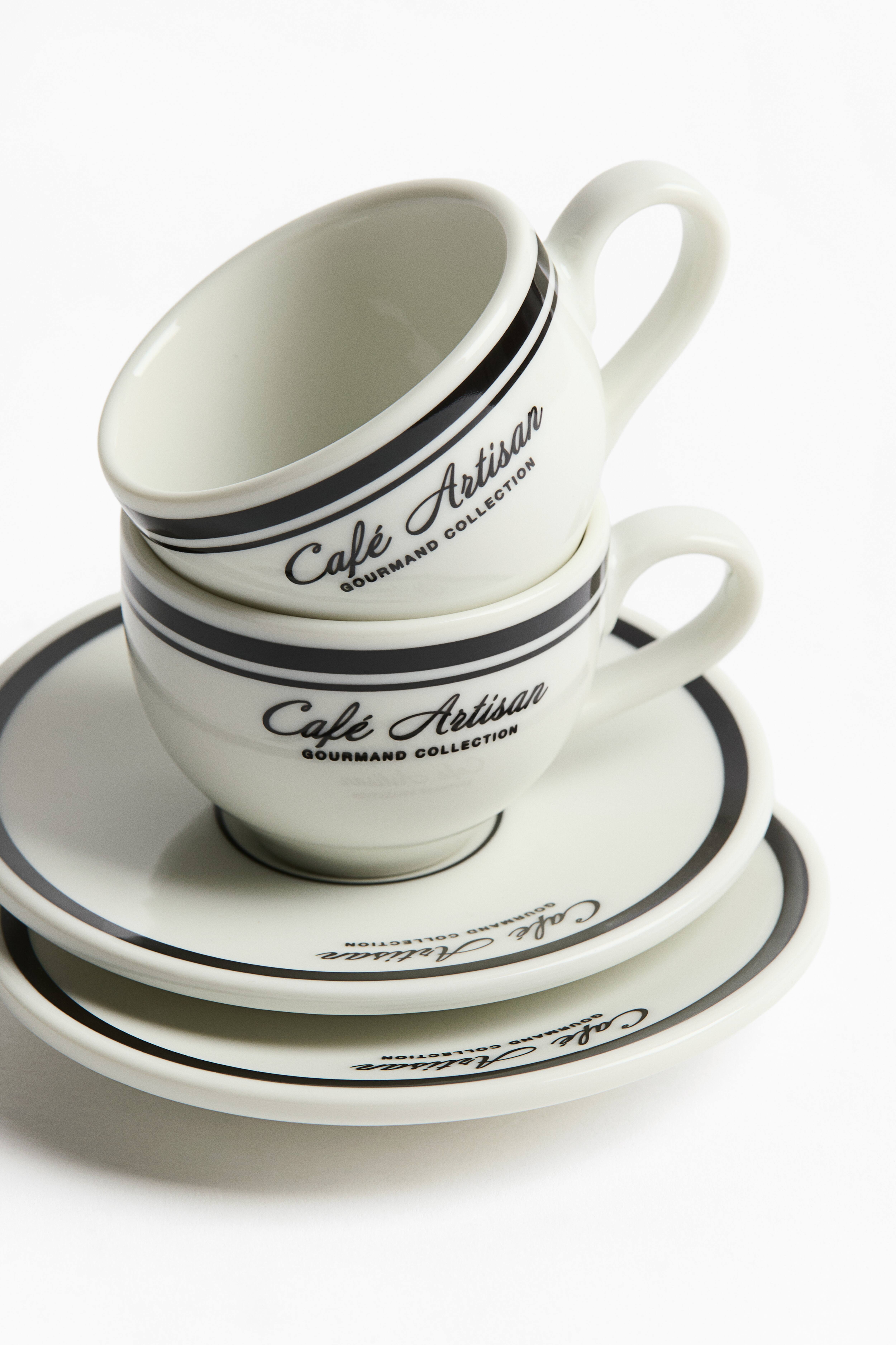 2-Pack Porcelain Espresso Cups with Saucers