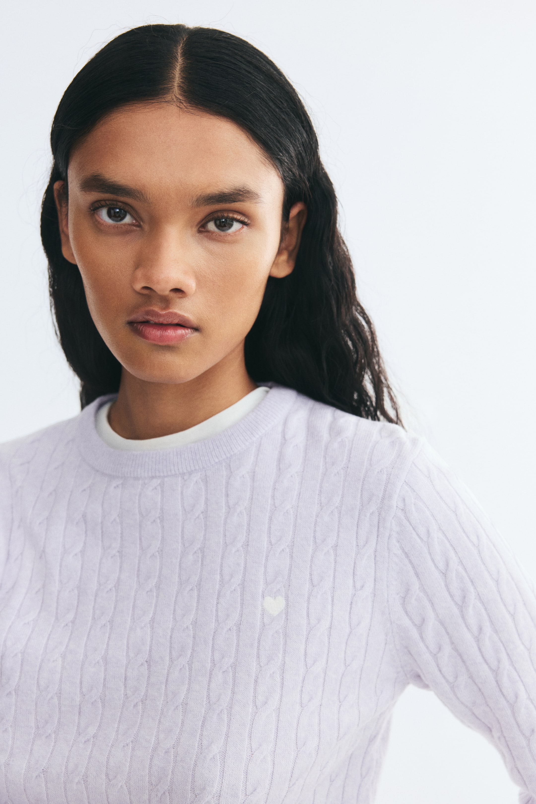 View larger image: Cable-knit jumper - Lilac/Heart - Ladies | H&M 1