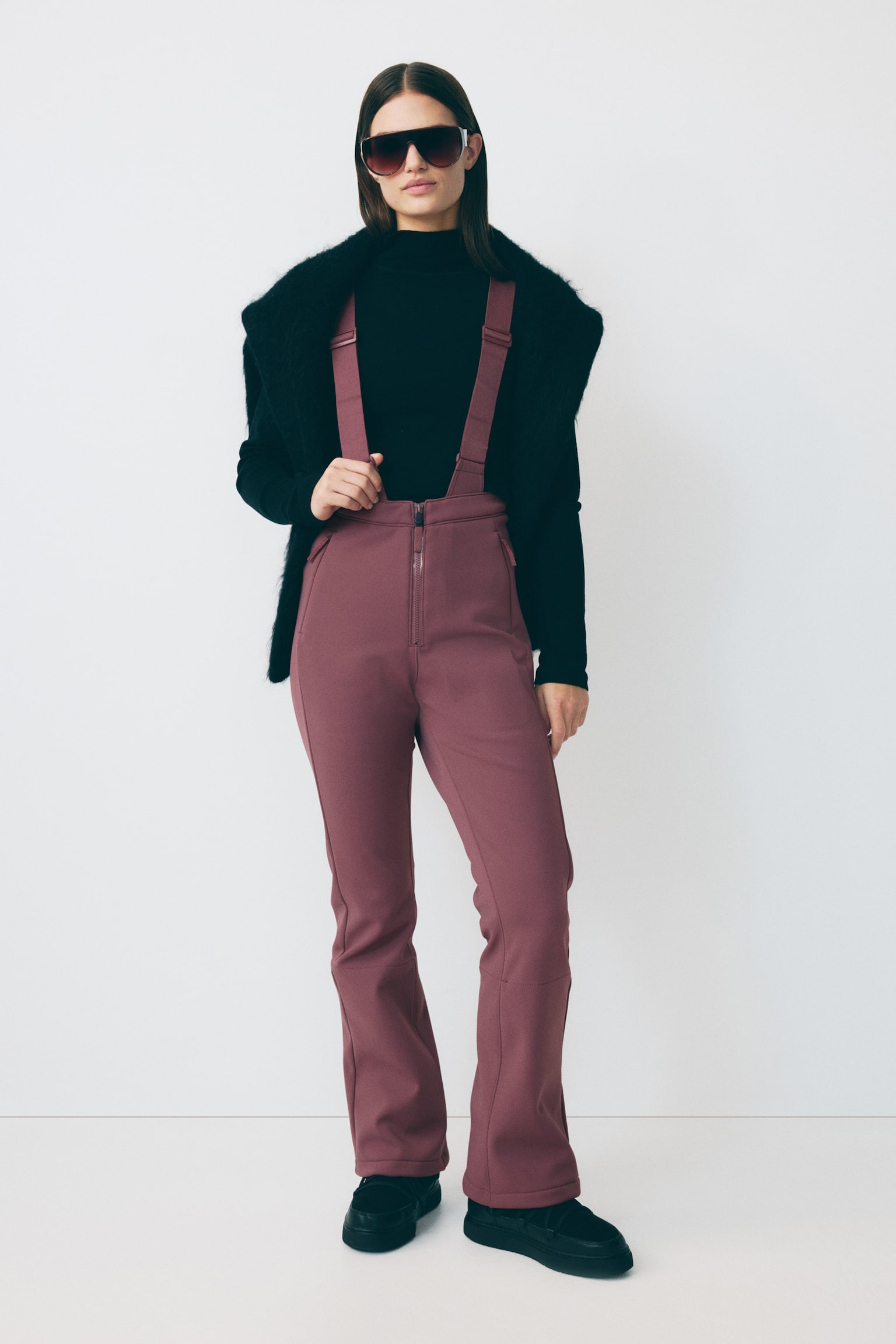 Water-repellent ski trousers - Plum red/Black/Coffee bean brown/Aubergine purple - 6