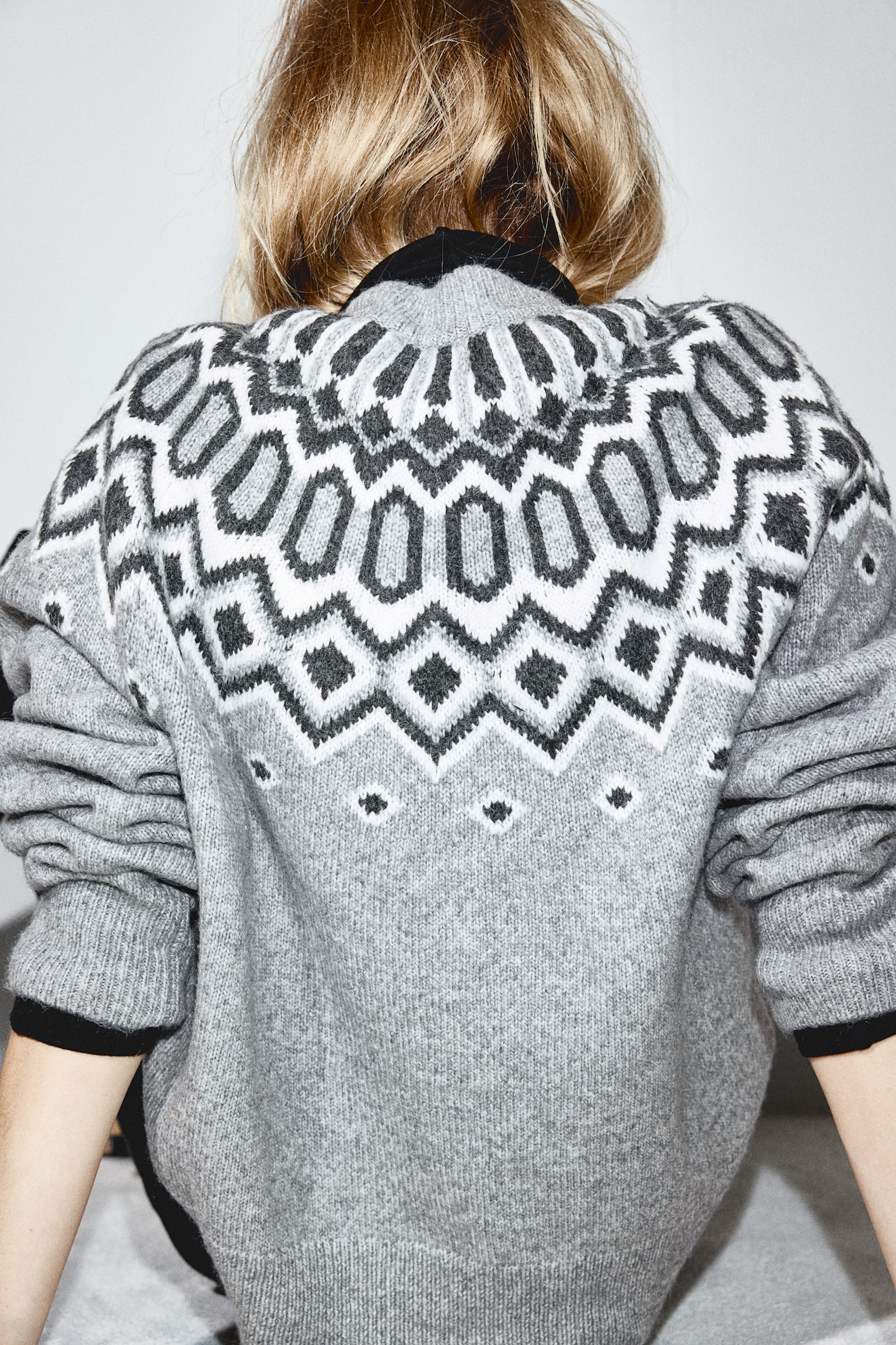 Jacquard-knit jumper - Light grey marl/White - 5