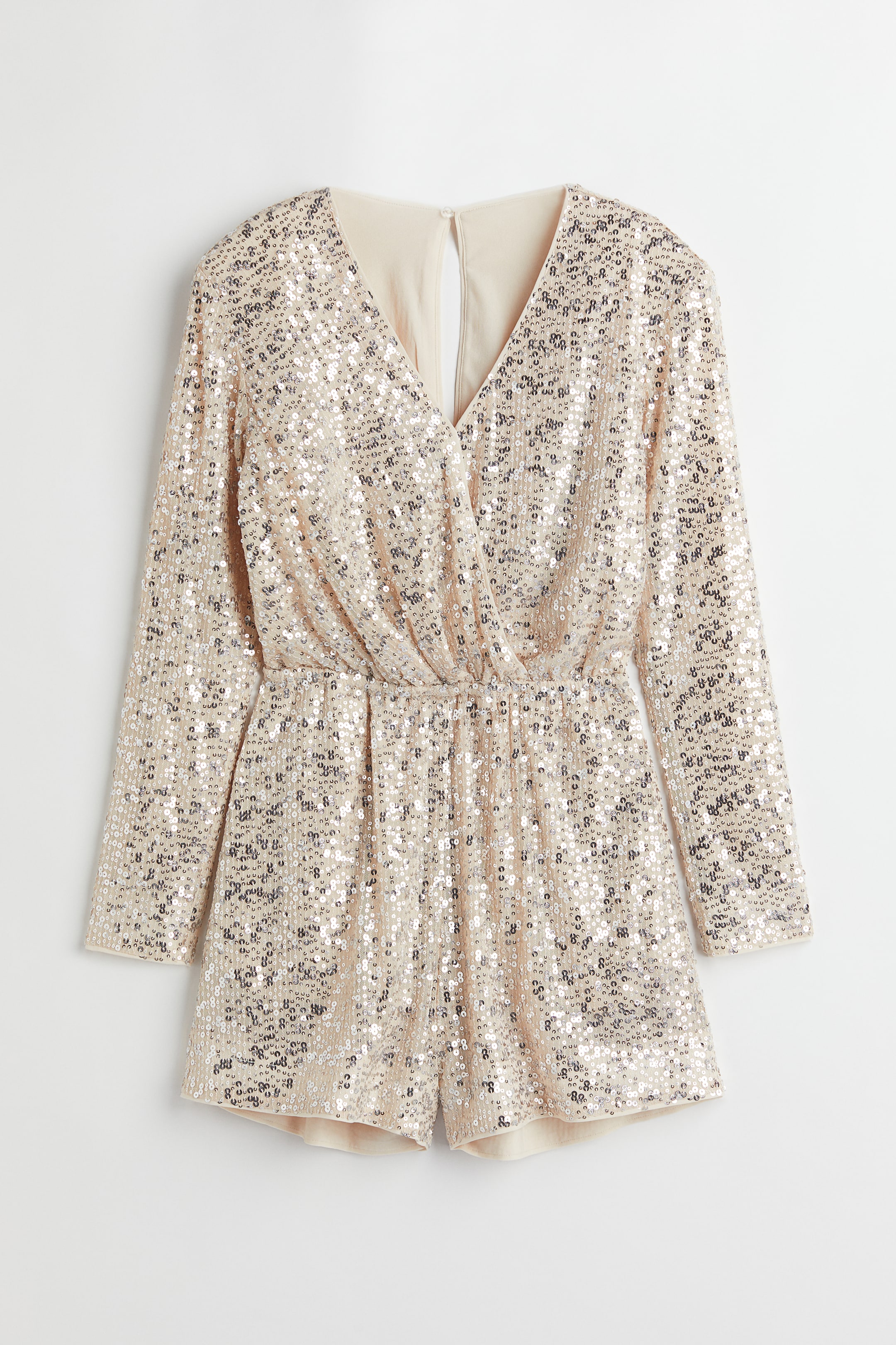View larger image: Sequined playsuit - Light beige/Silver-coloured - Ladies | H&M IN 1
