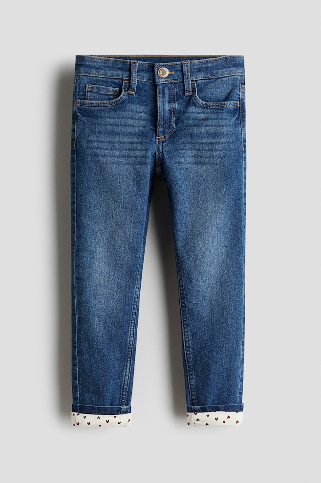 Skinny Fit Lined Jeans - Bleu denim/cœurs/Bleu denim/fleuri/Noir/imprimé léopard - 1