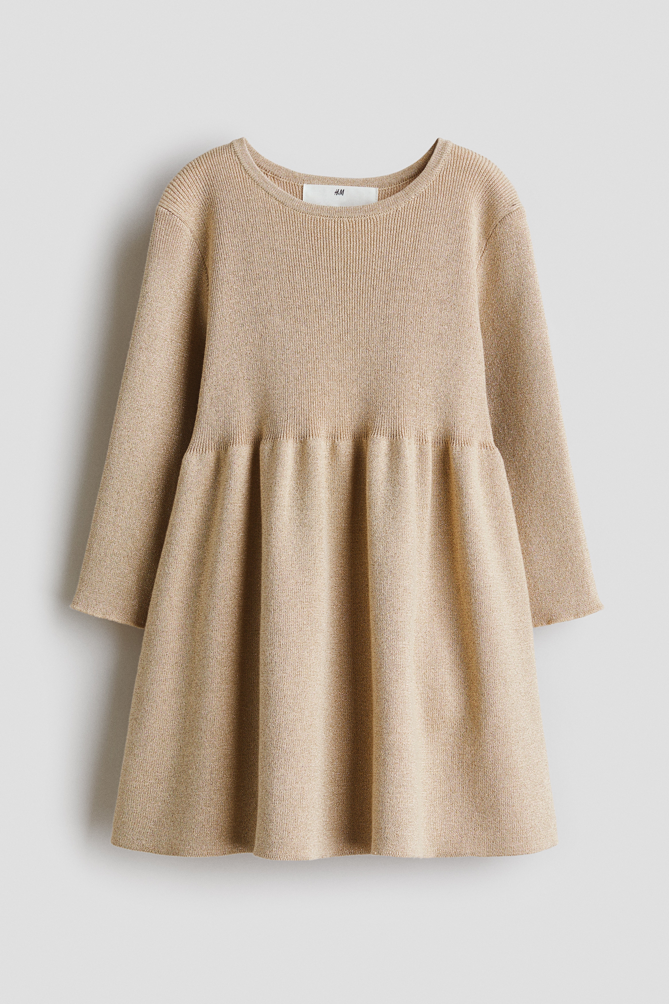 Beige Shimmery Knit Dress for kids | H&M US Beige Shimmery Knit Dress for kids | H&M US