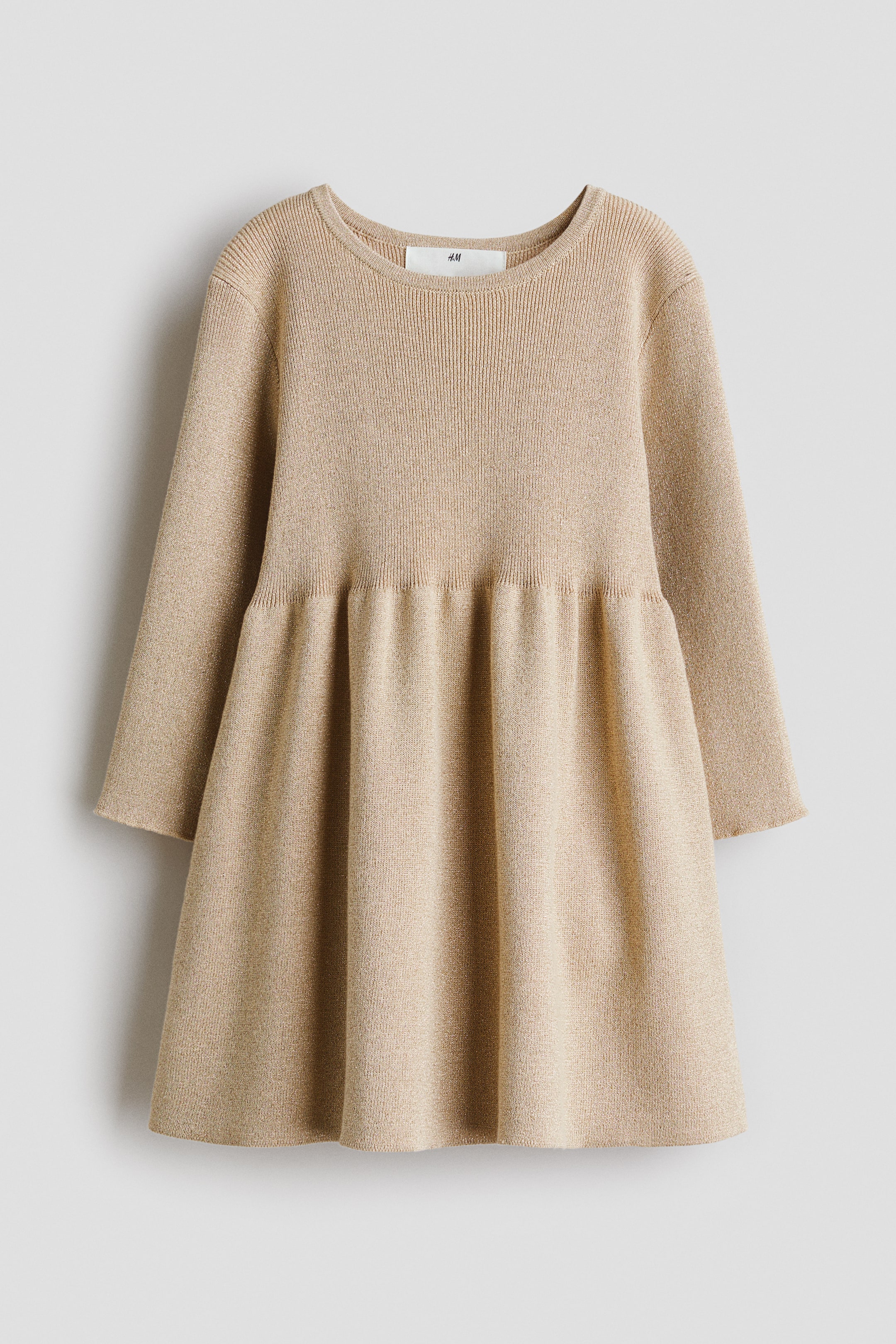 Grotere afbeelding bekijken: Glanzende gebreide jurk - Beige - KINDEREN | H&M BE 1