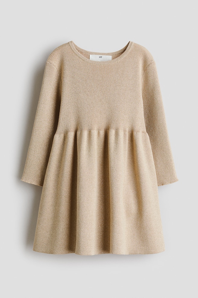 Shimmering knit dress - Beige/Red - 1