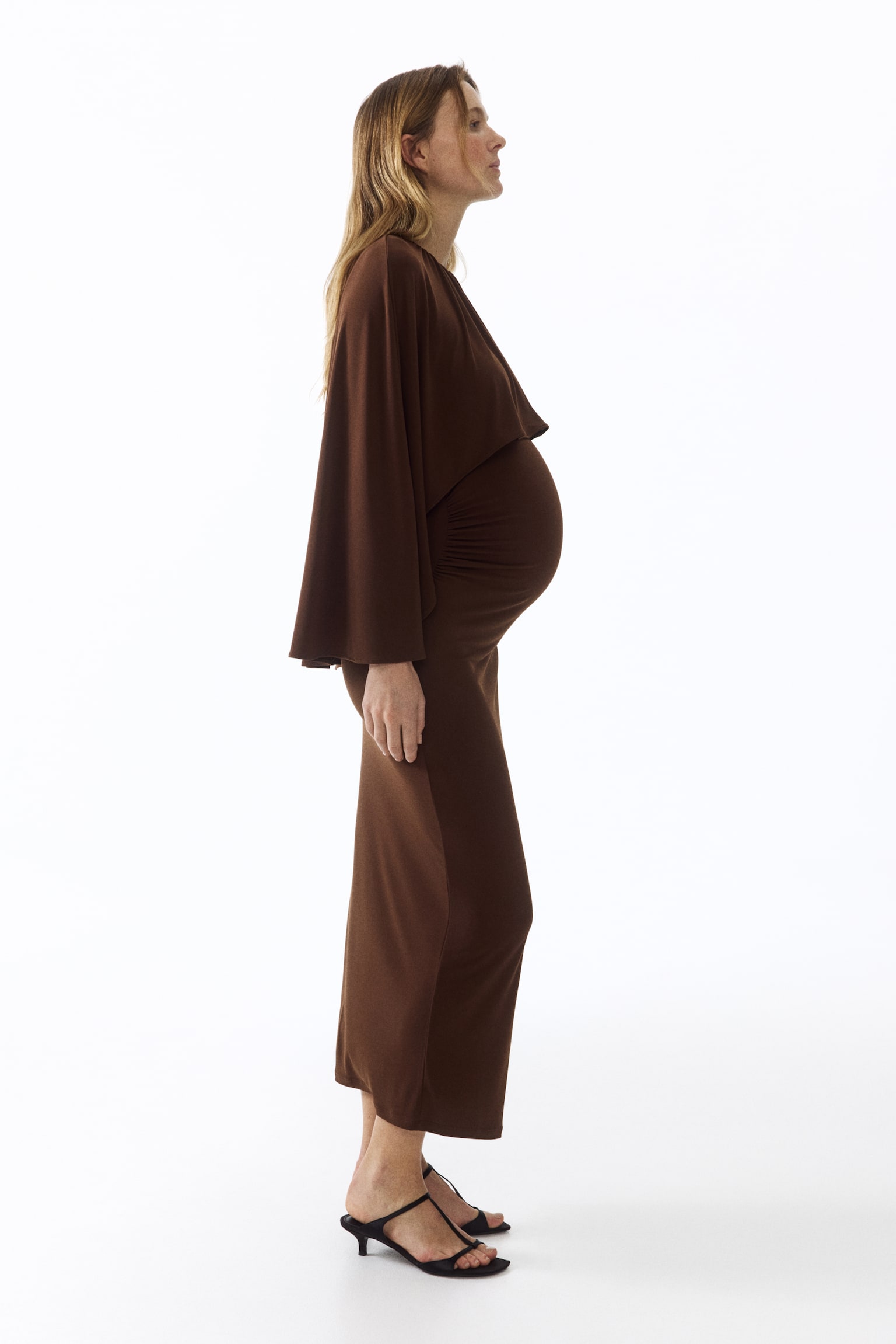 Платье для беременных H&M Mama с драпировкой и накидкой, цвет: Тёмный коричневый — фото 5