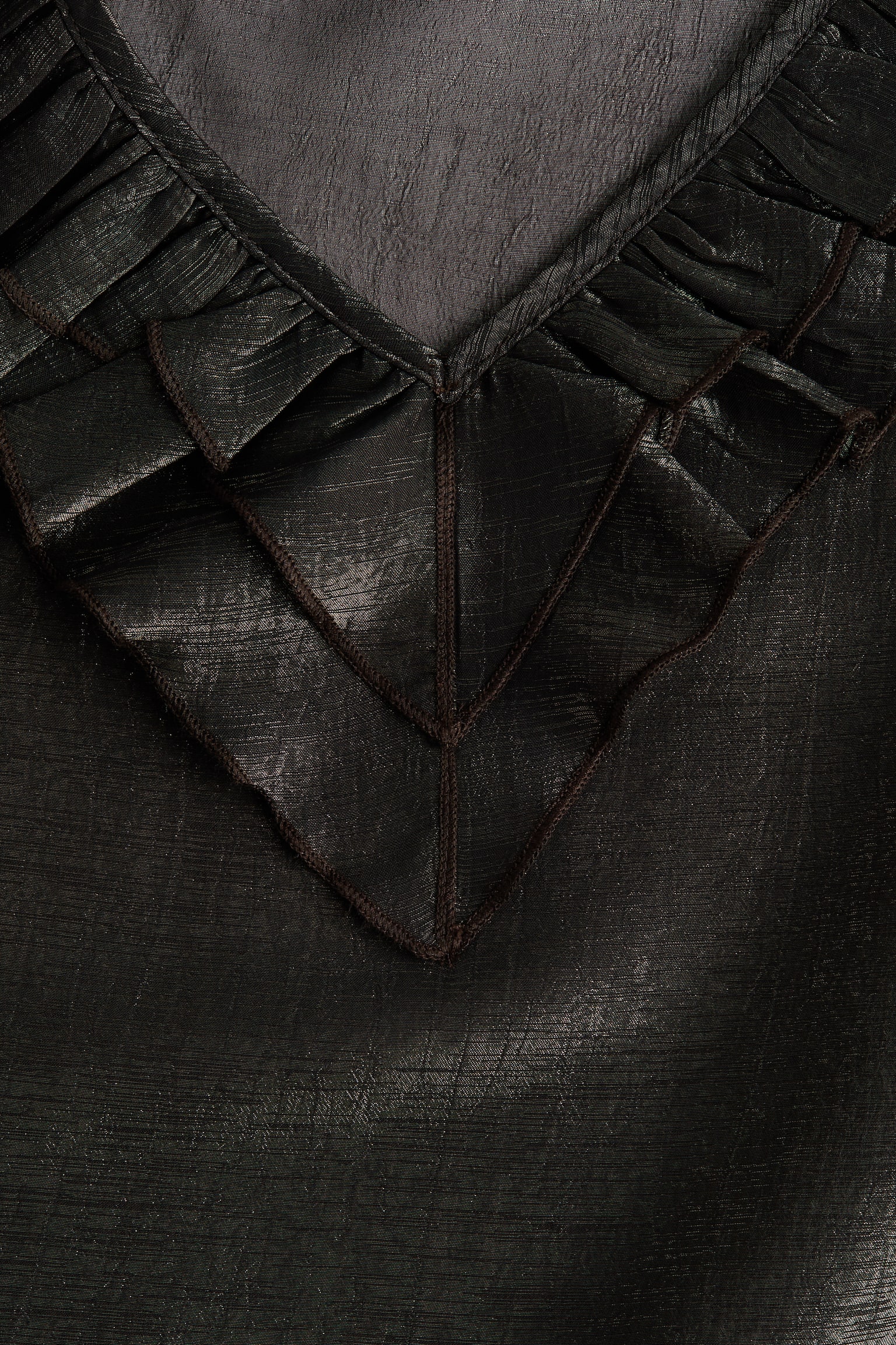 Frill-trimmed blouse - Czarny - 2